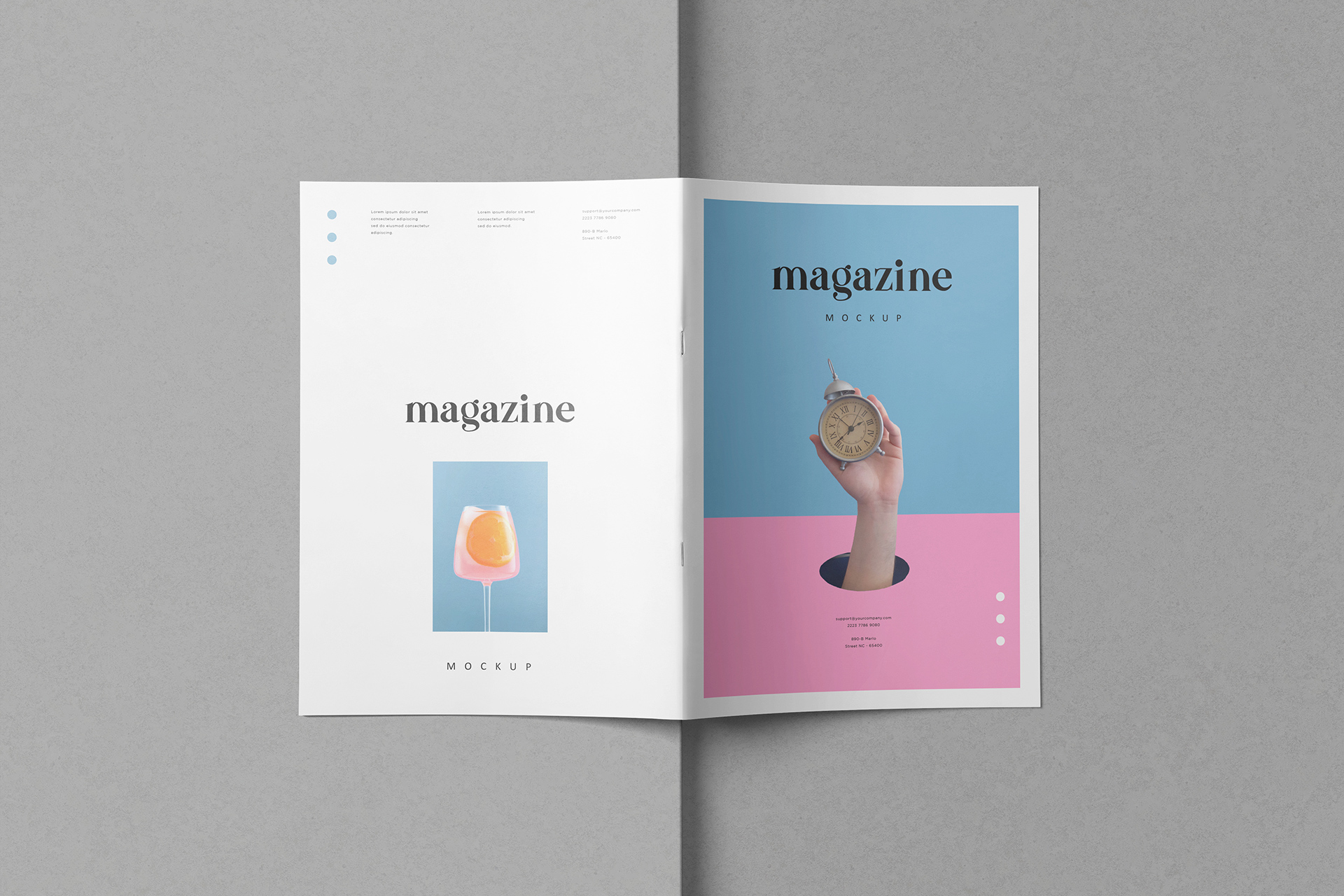 Minimal A4 Magazine Mockup – Open Cover View