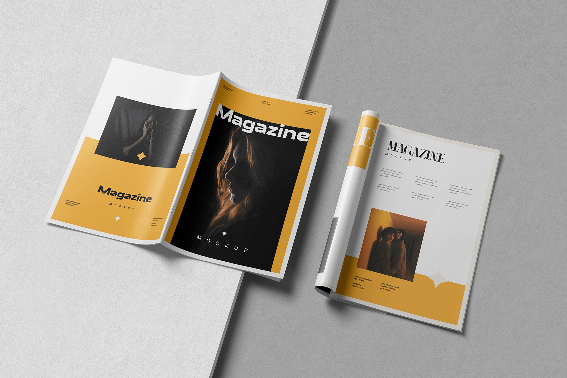 A4 Fashion Magazine Spread Mockup – Curved Pages