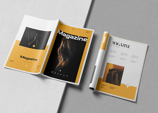 A4 Fashion Magazine Spread Mockup – Curved Pages