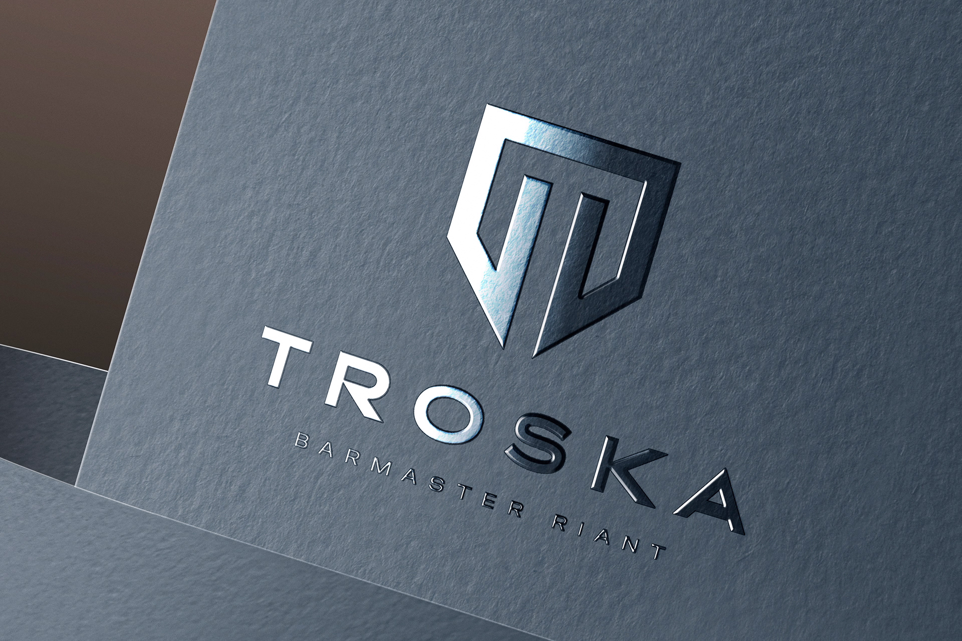 Silver Foil Logo Mockup on Cardboard Surface