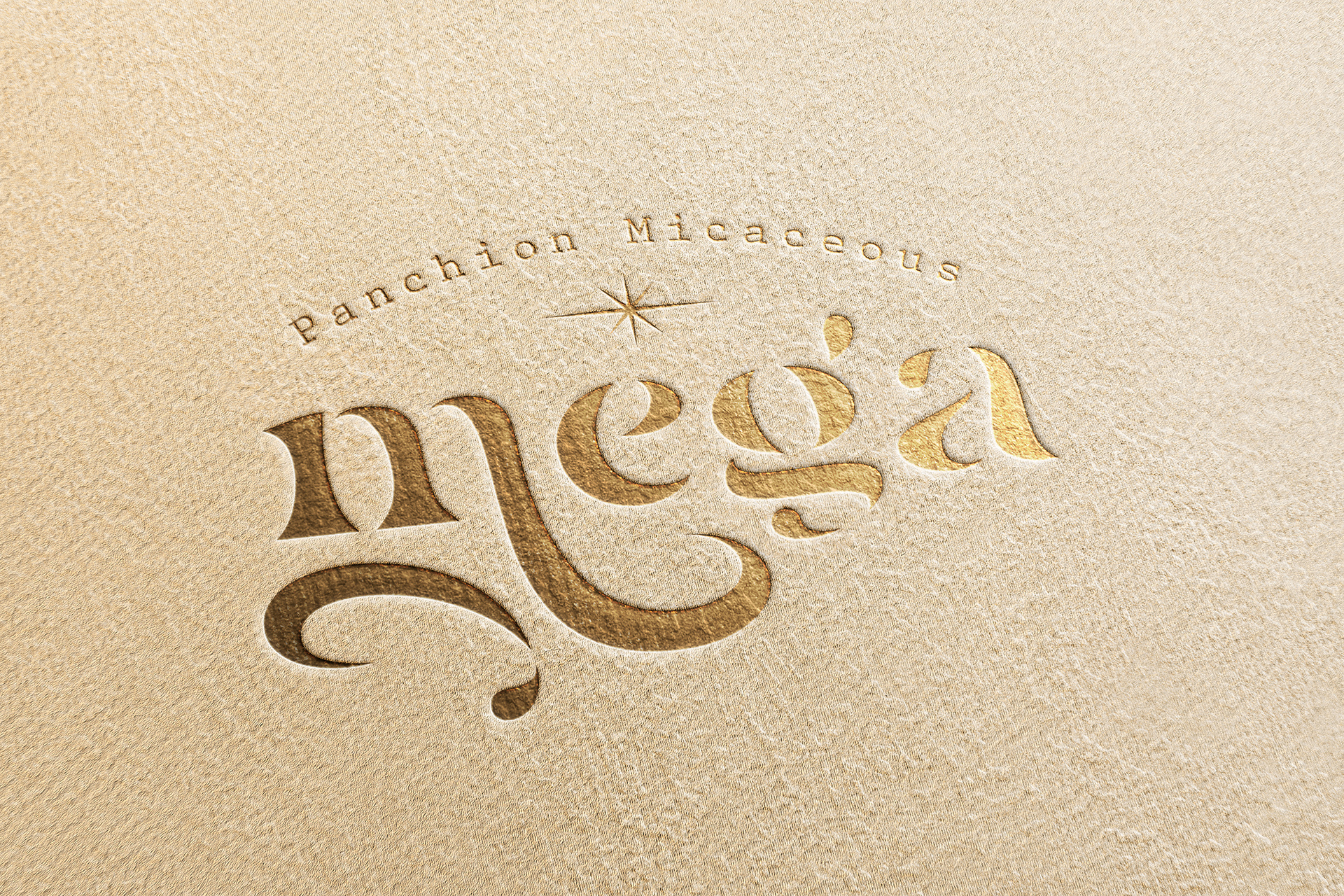 Gold Foil Embossed Logo Mockup on Beige Paper