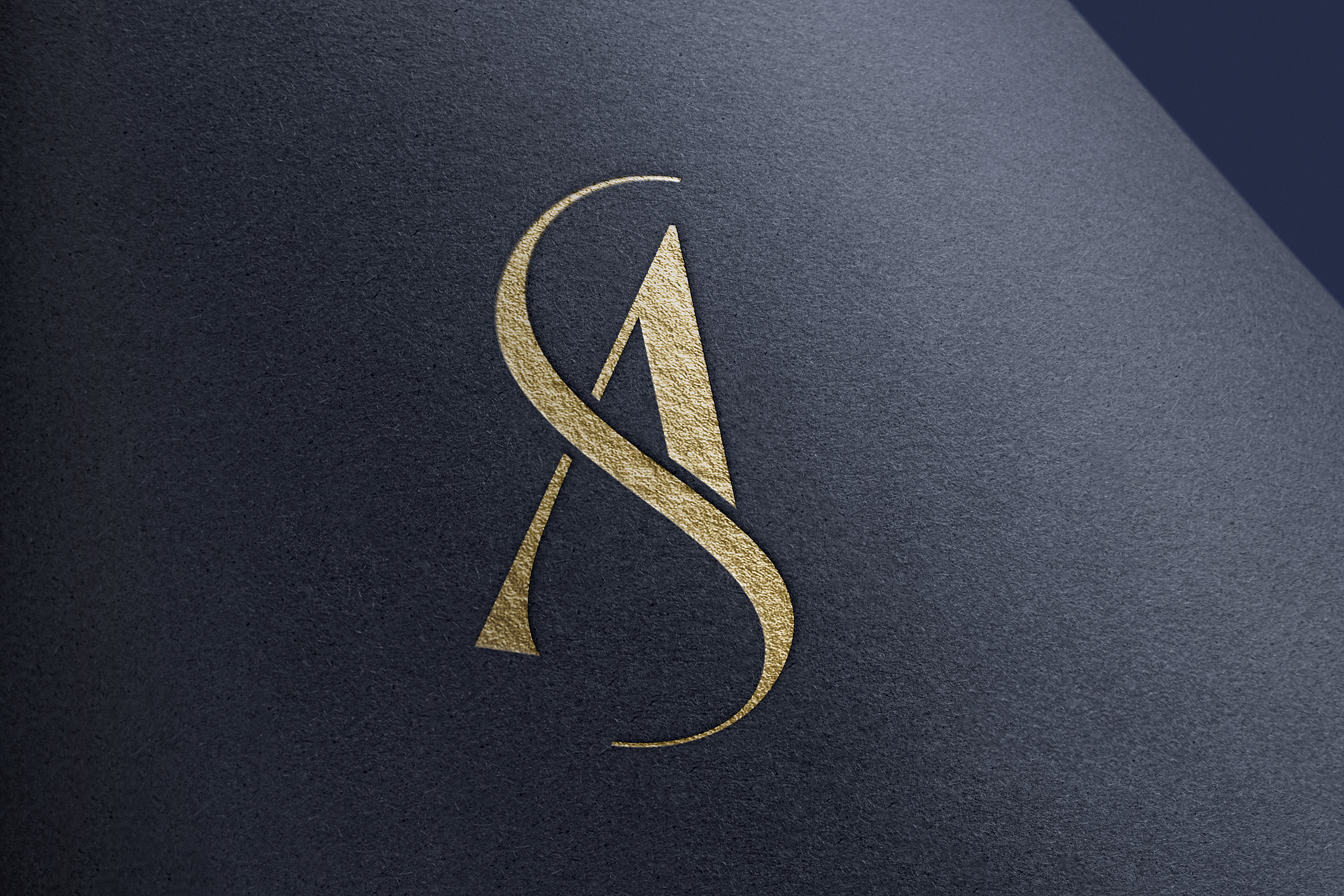 Gold Foil Monogram Logo Mockup on Dark Paper