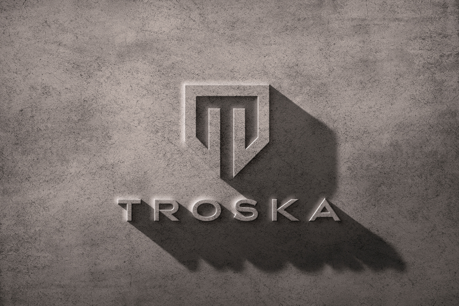 Concrete Wall Logo Mockup with Deep Shadows