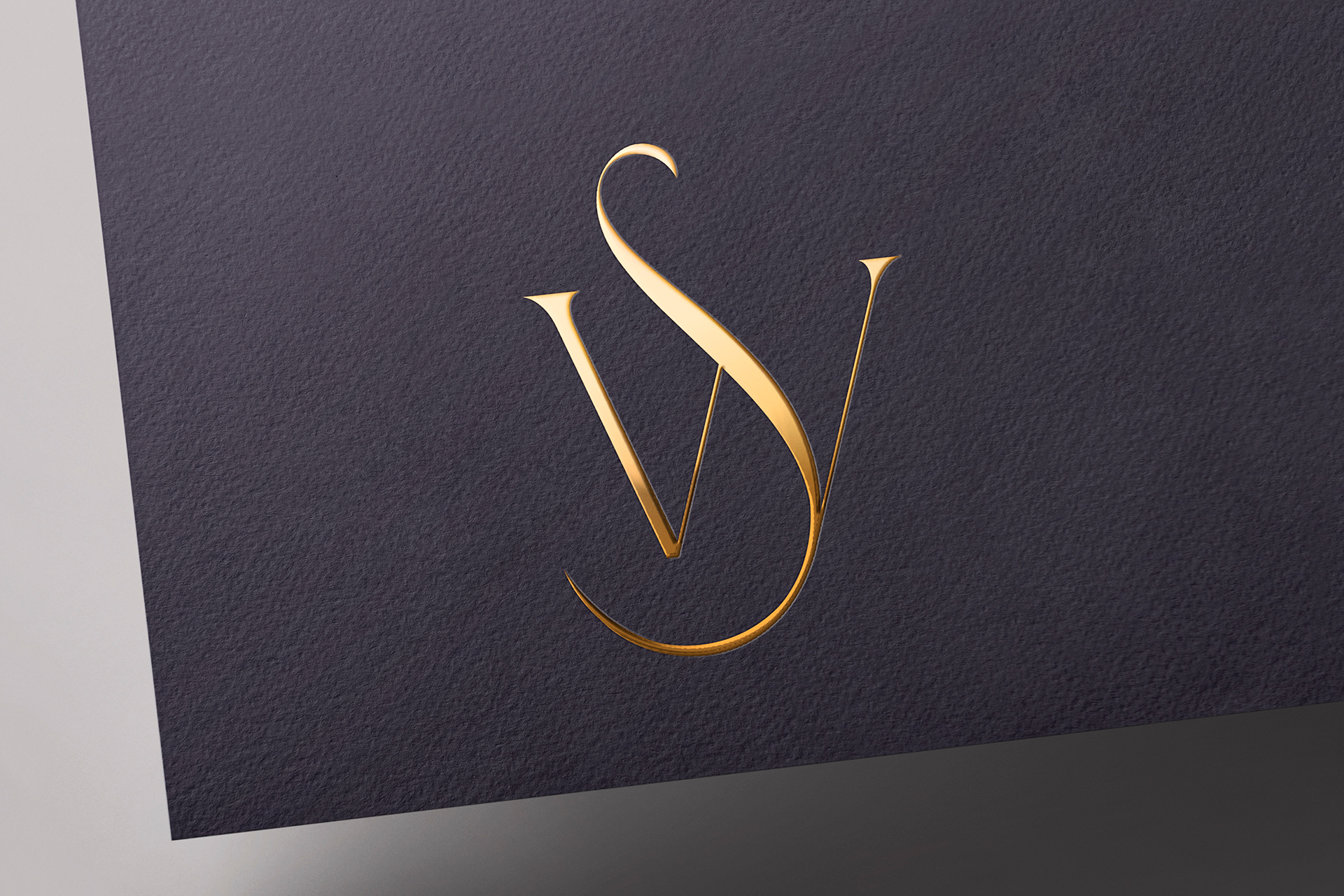 Gold Foil Monogram Logo Mockup on Dark Paper