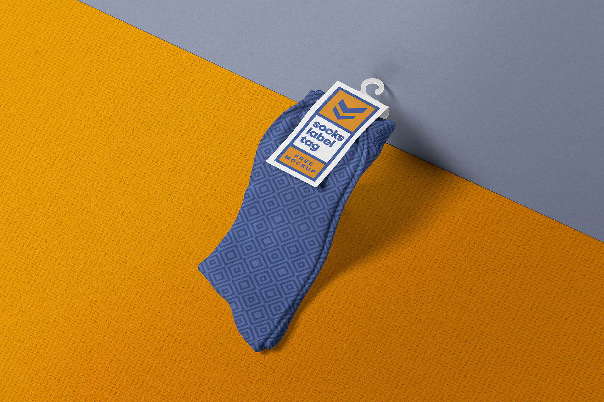 Free Socks Packaging Mockup with Label Tag