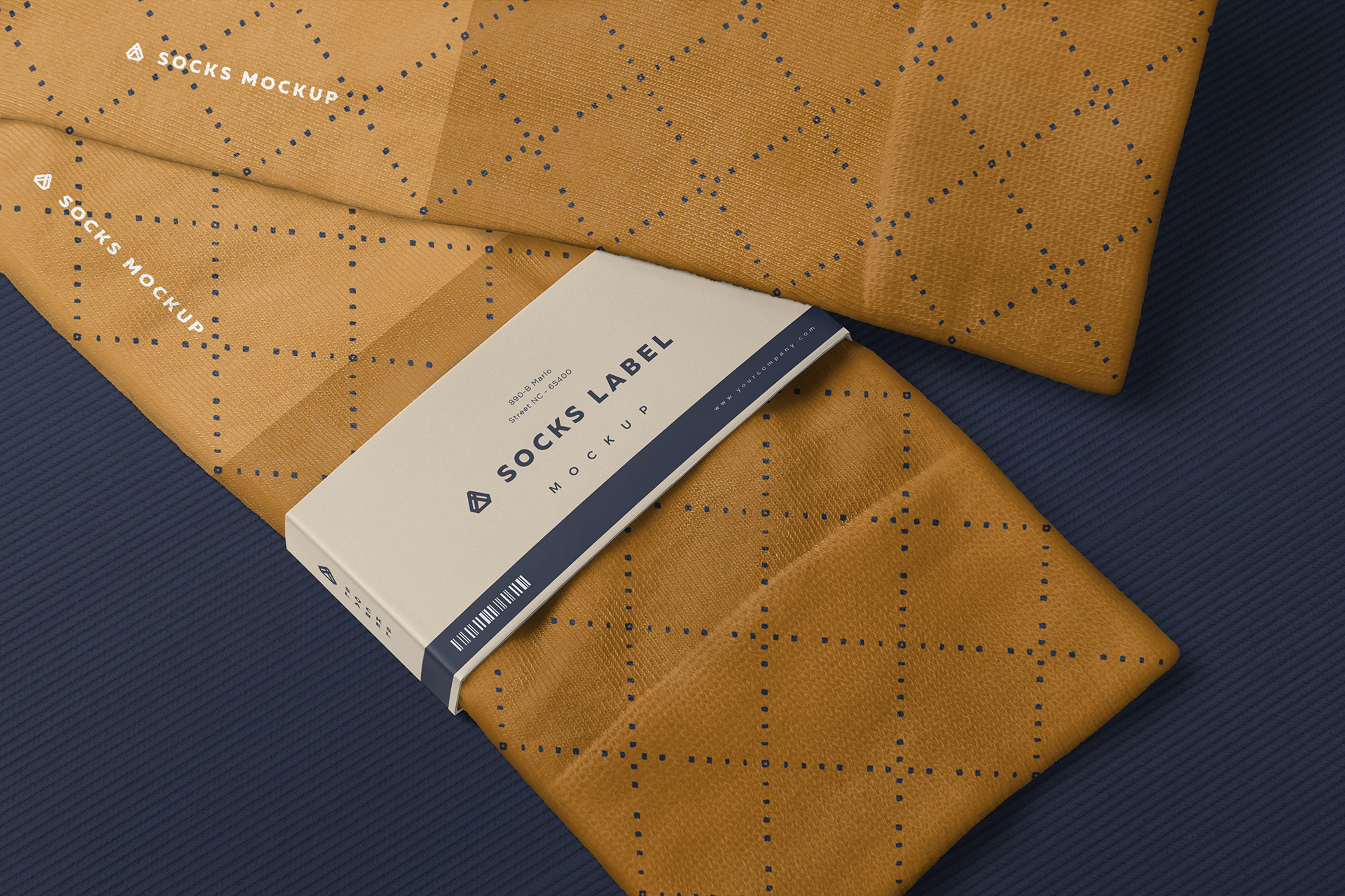 Free Folded Socks Mockup with Label Branding