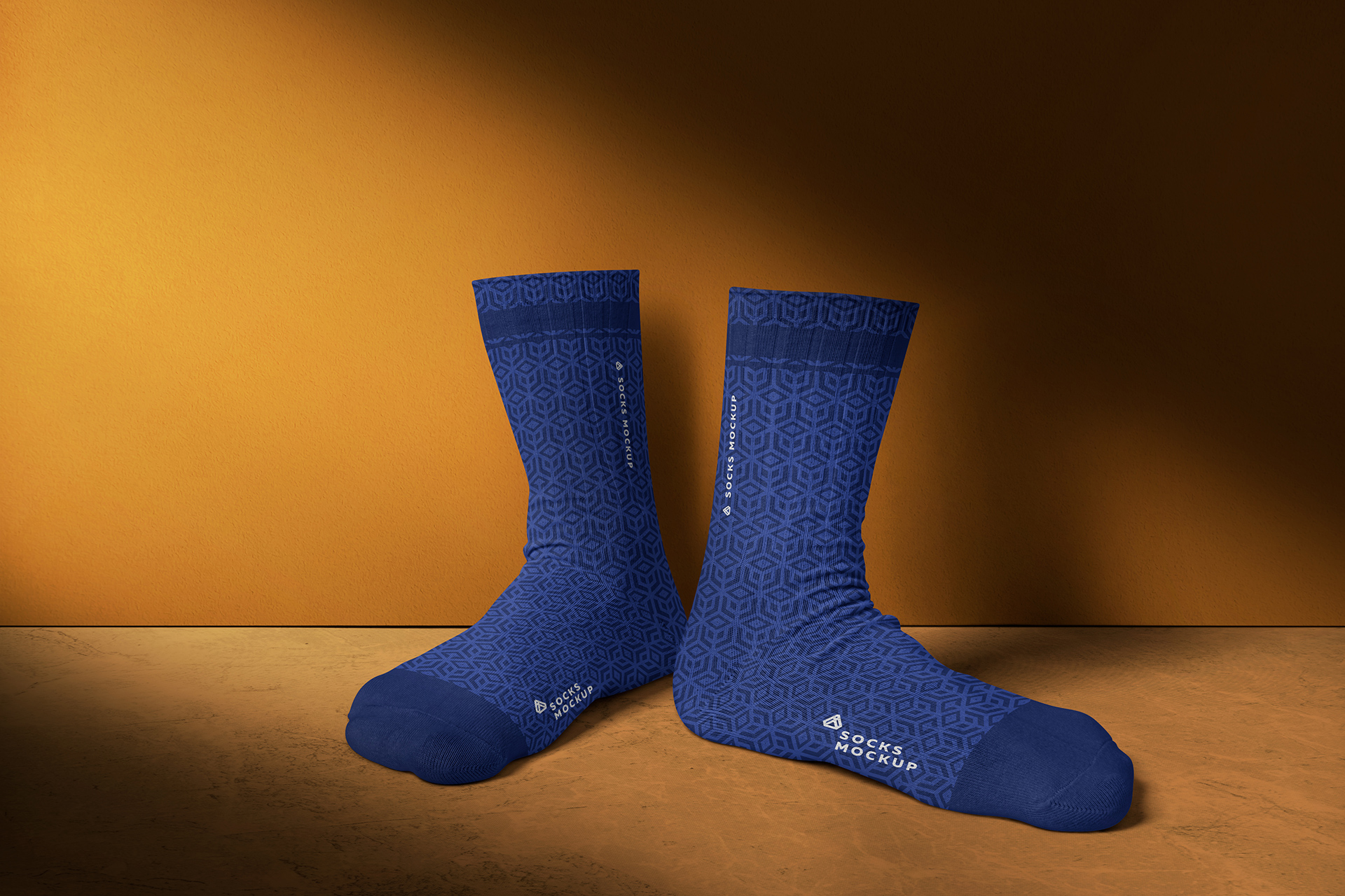 Free Crew Socks Mockup with Stylish Pattern Design
