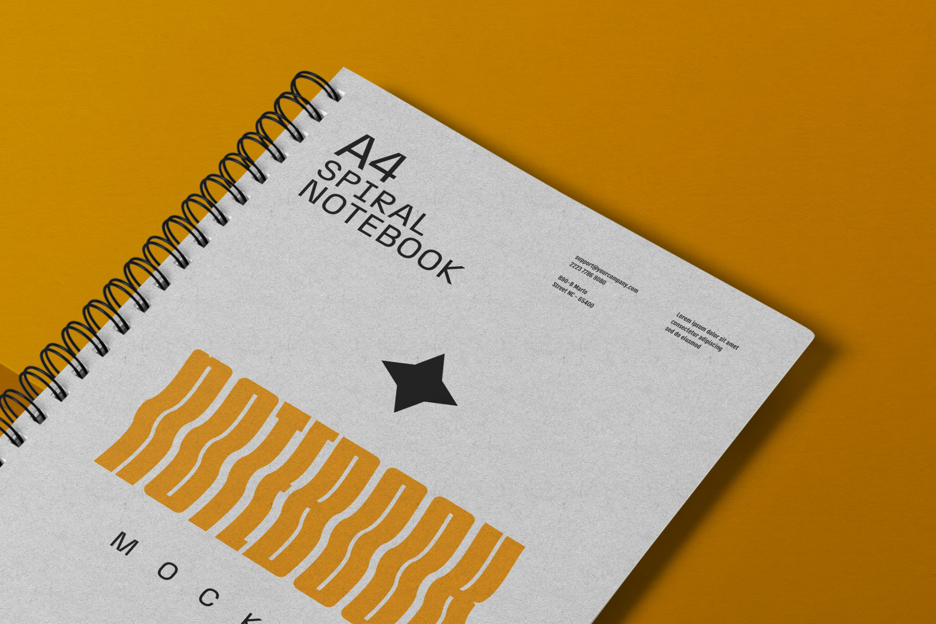 A4 spiral notebook mock-up