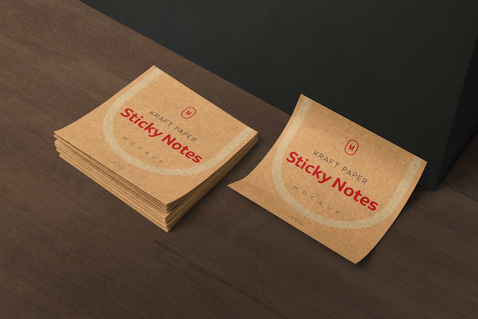 Free Kraft Paper Sticky Notes Mockup – Realistic Design