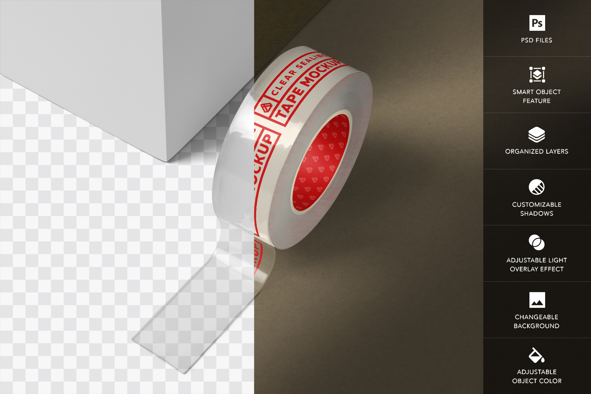 clear packaging tape mockup