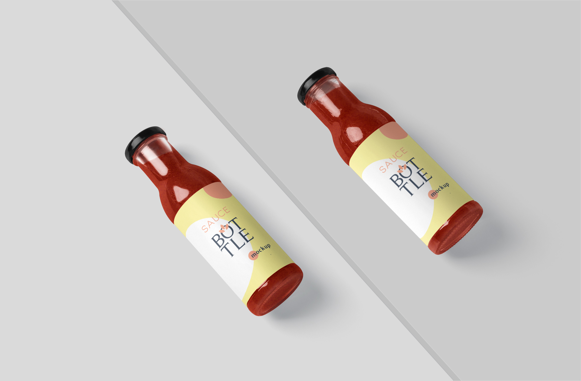 Realistic Glass Sauce Bottle Mockup for Food Branding