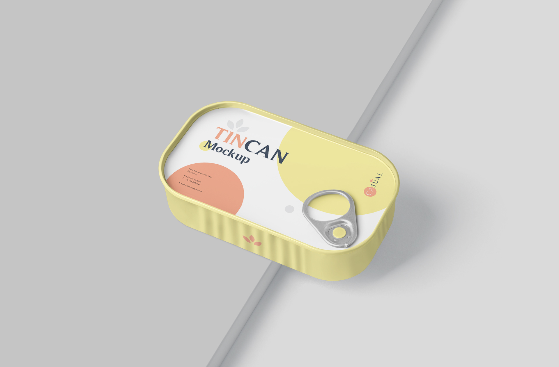 Editable Food Tin Can Mockup with Custom Label