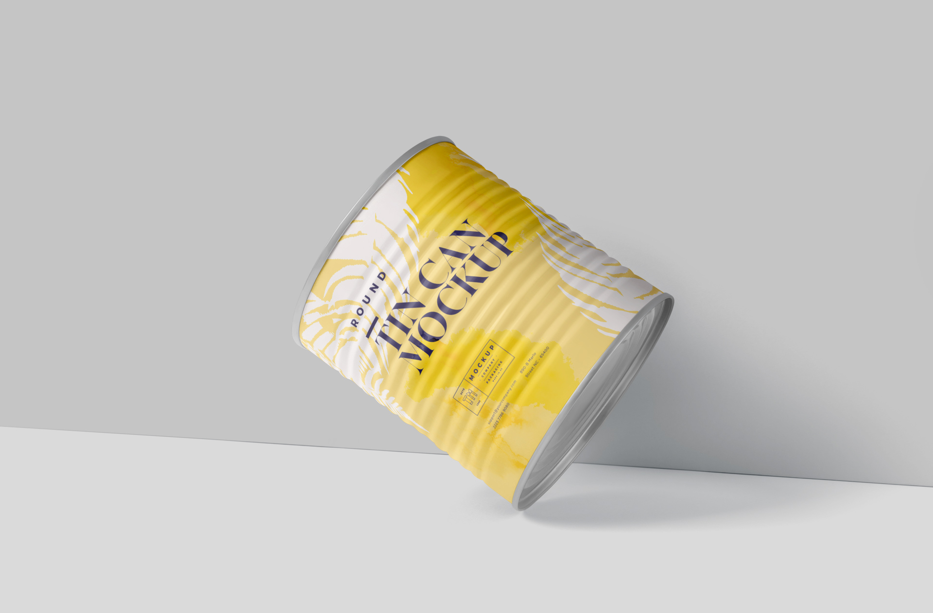 Photorealistic Round Tin Can Mockup for Food Packaging