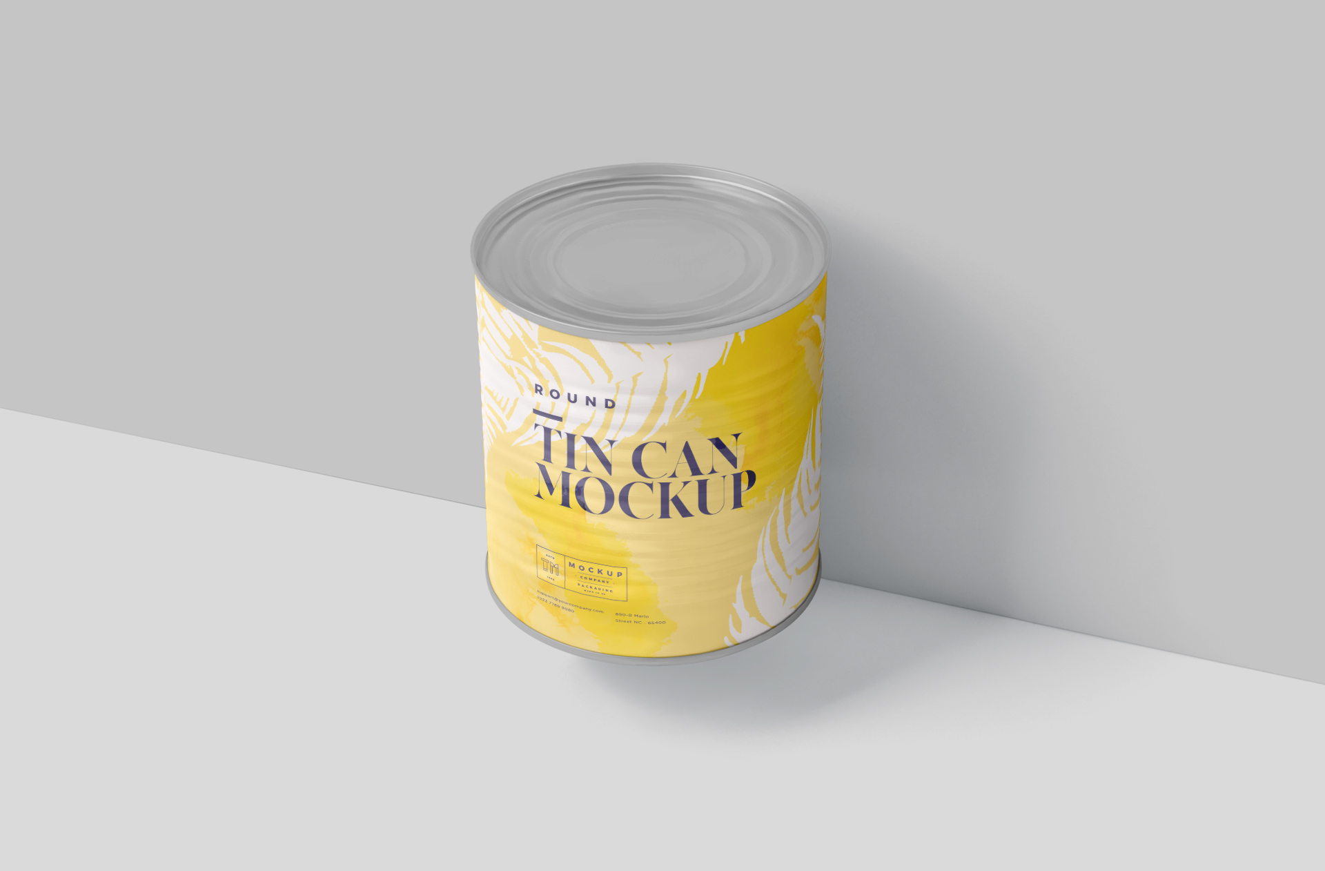 Editable Food Round Tin Can Mockup with Label Design