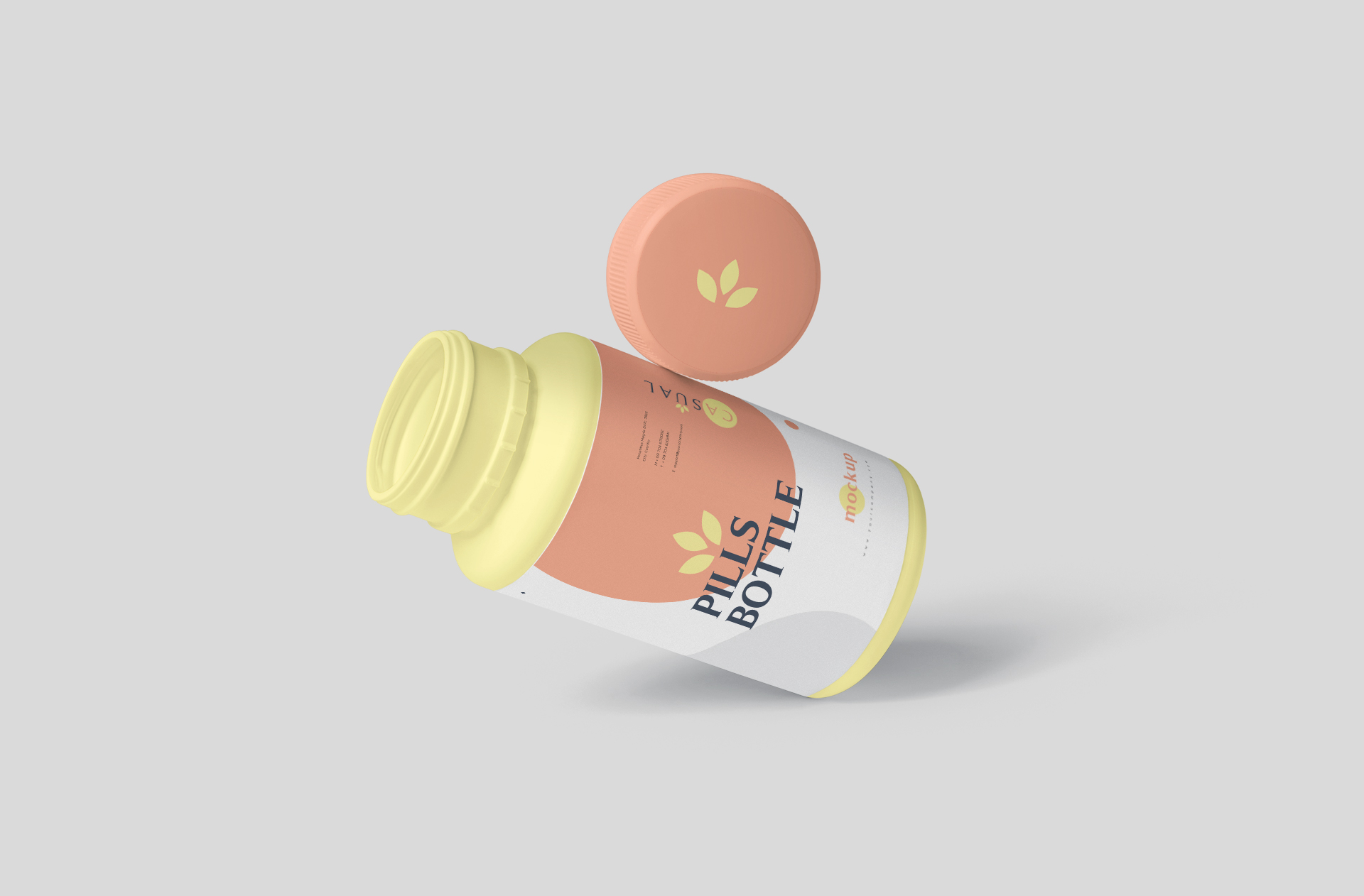 Minimalist Pills Bottle Mock-up with Floating Cap
