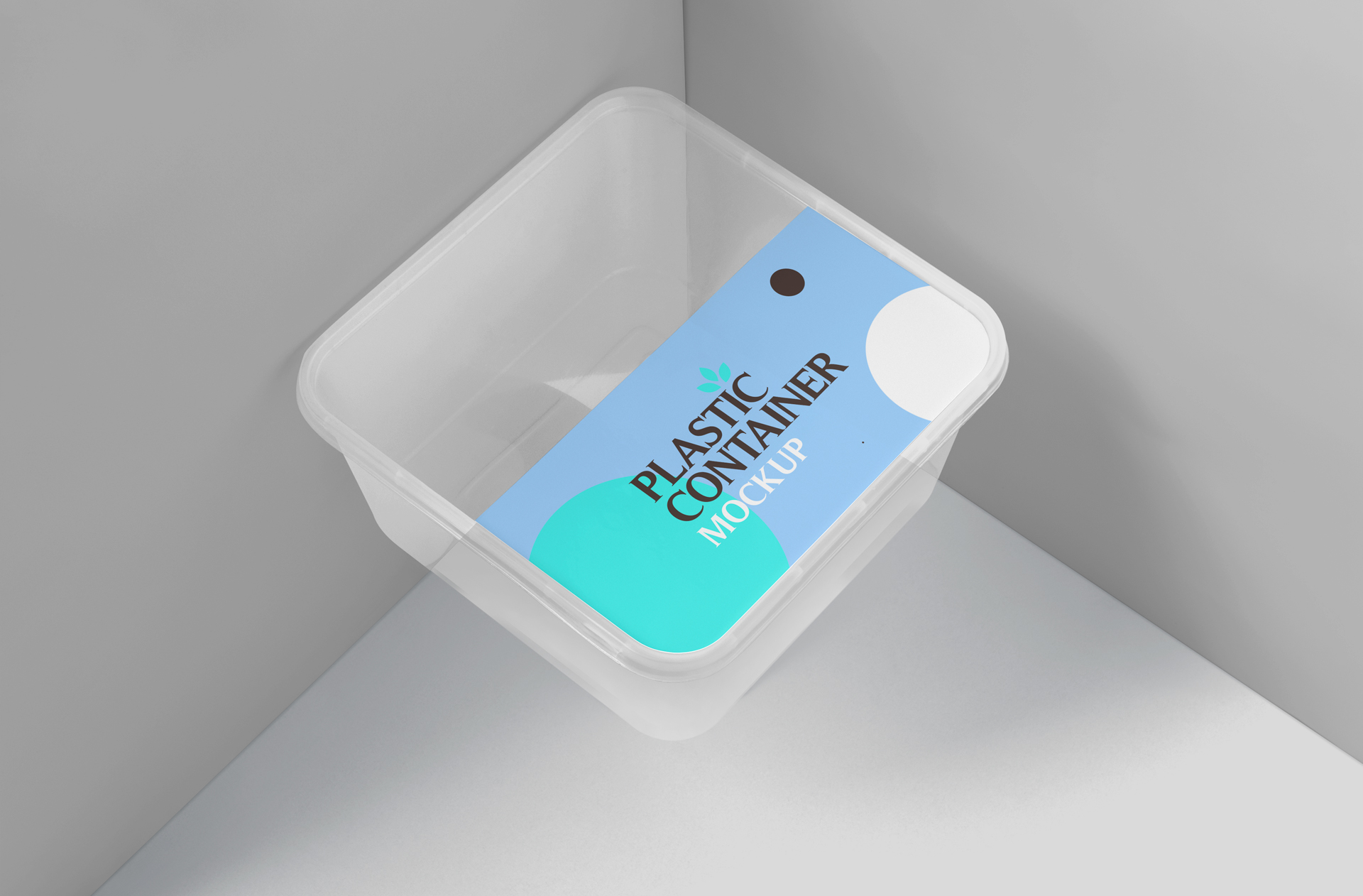 Floating Square Plastic Takeaway Container Mockup