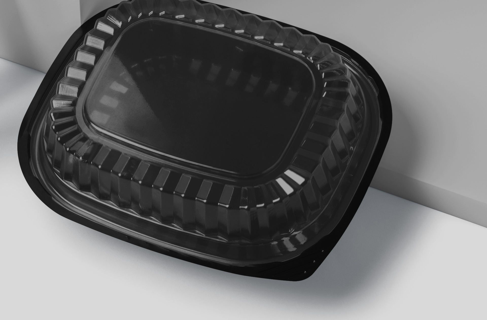 black plastic food container