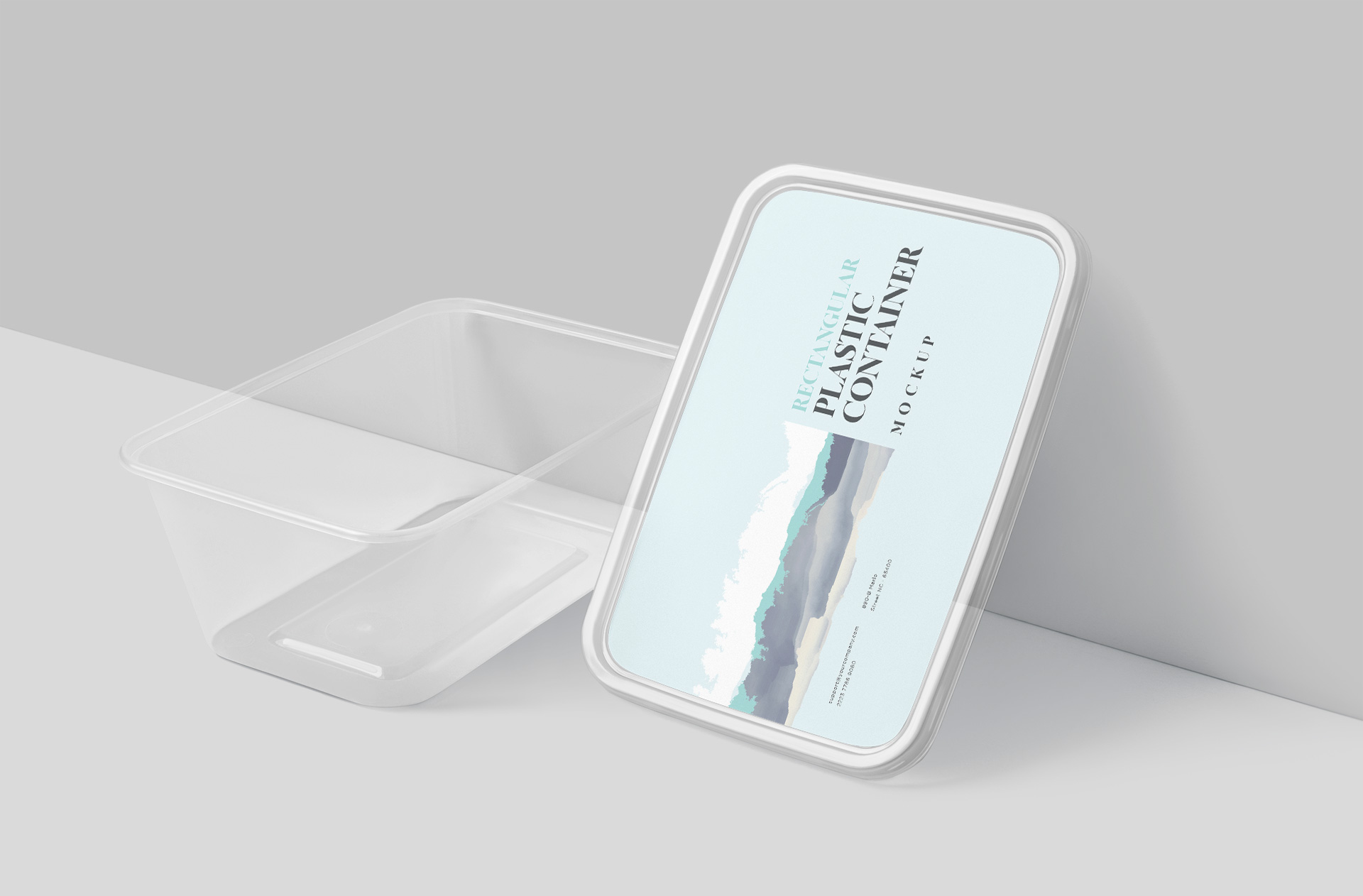 Open Rectangular Plastic Food Container Mockup