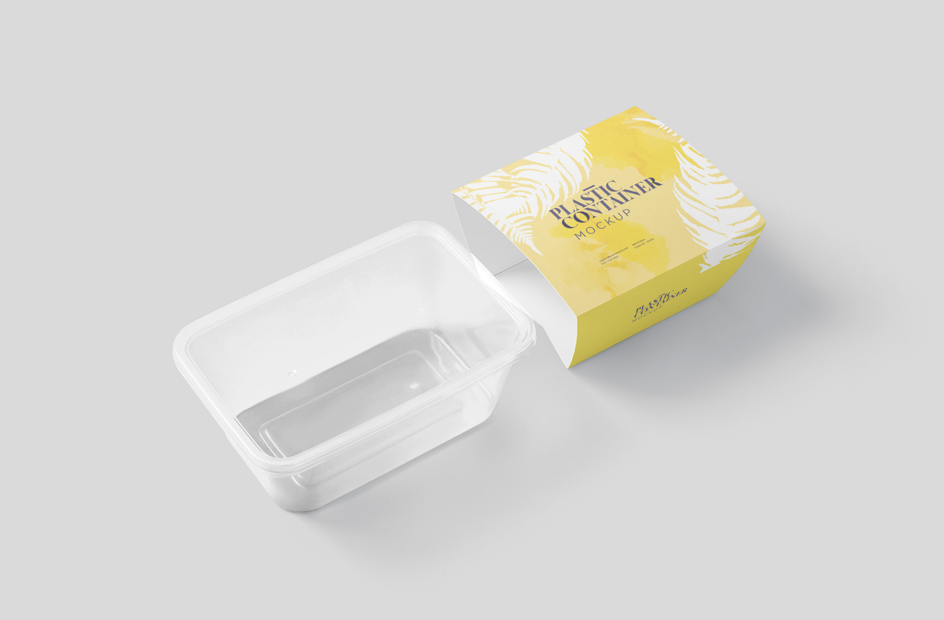 Transparent Plastic Food Box Mockup with Sleeve