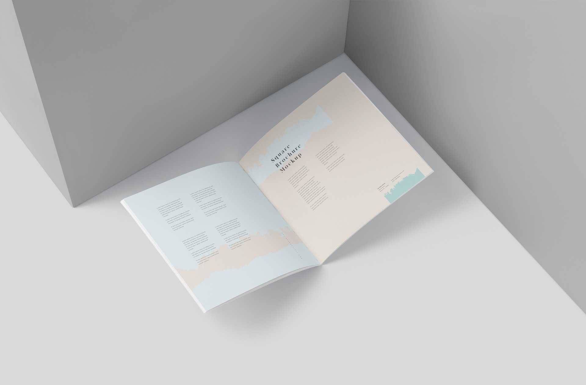 Open Square Brochure Mockup Realistic Inner Pages