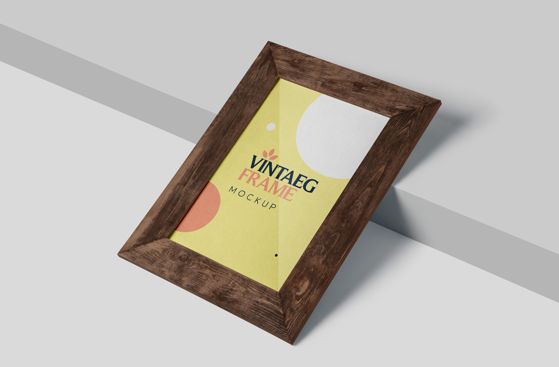 Vintage Wooden Frame Mockup Angled View Display