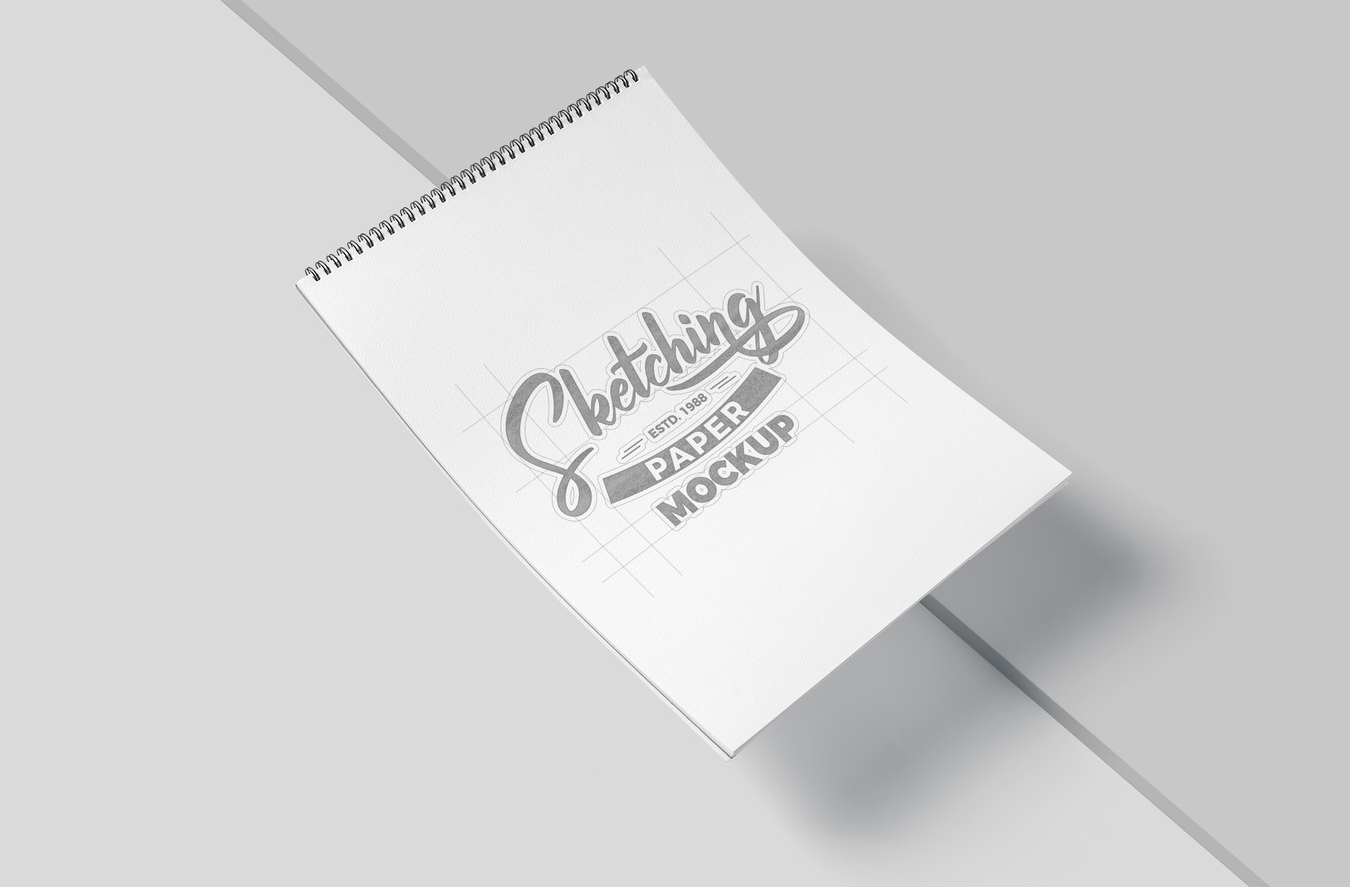 Vertical Sketch Pad Mockup Realistic Spiral Display