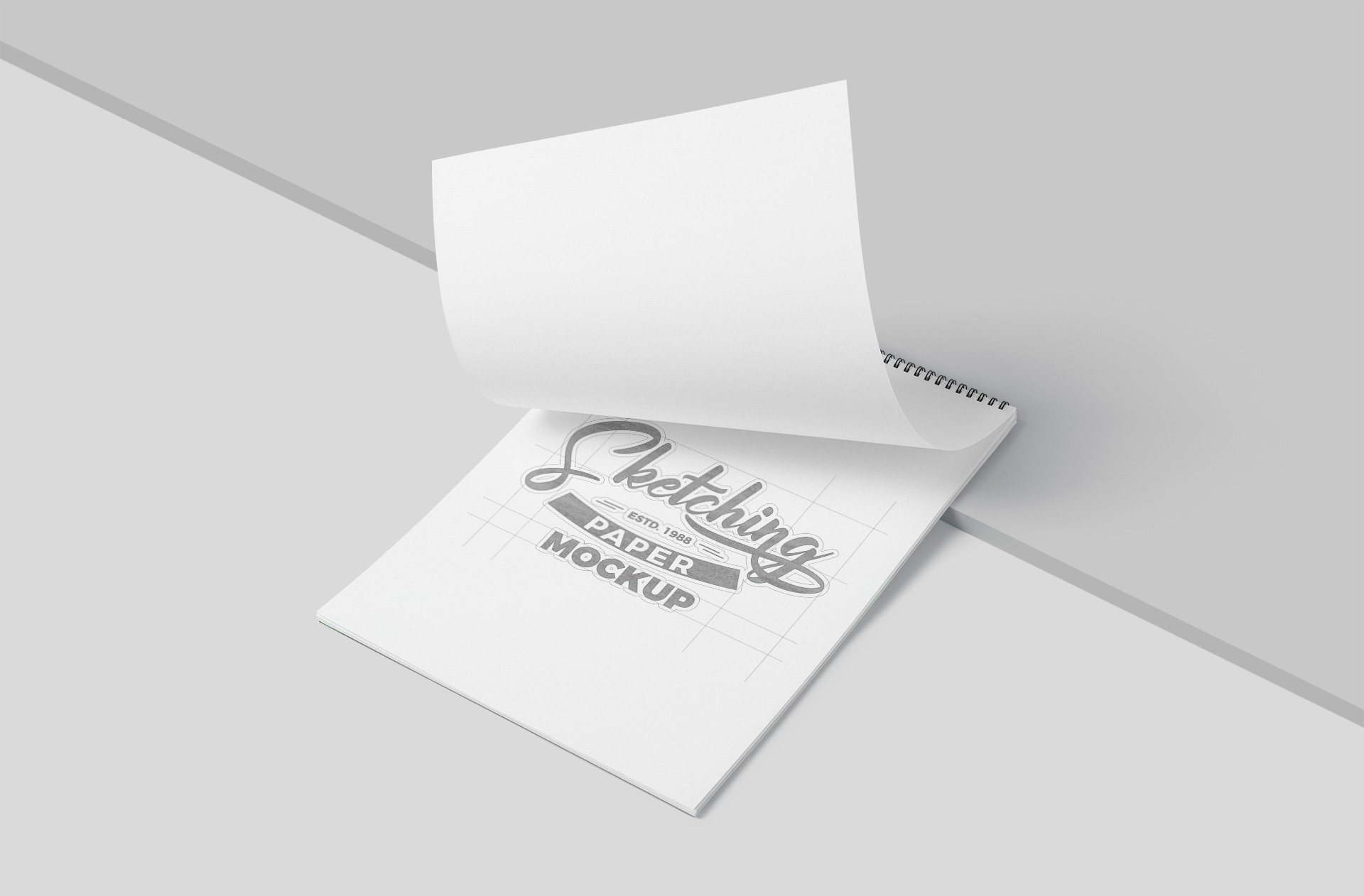 Open Page Sketchbook Mockup Realistic Paper Display