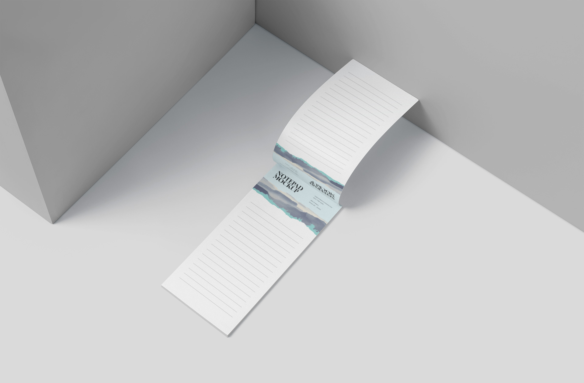 Curved Notepad Mockup Floating Lined Paper Pad