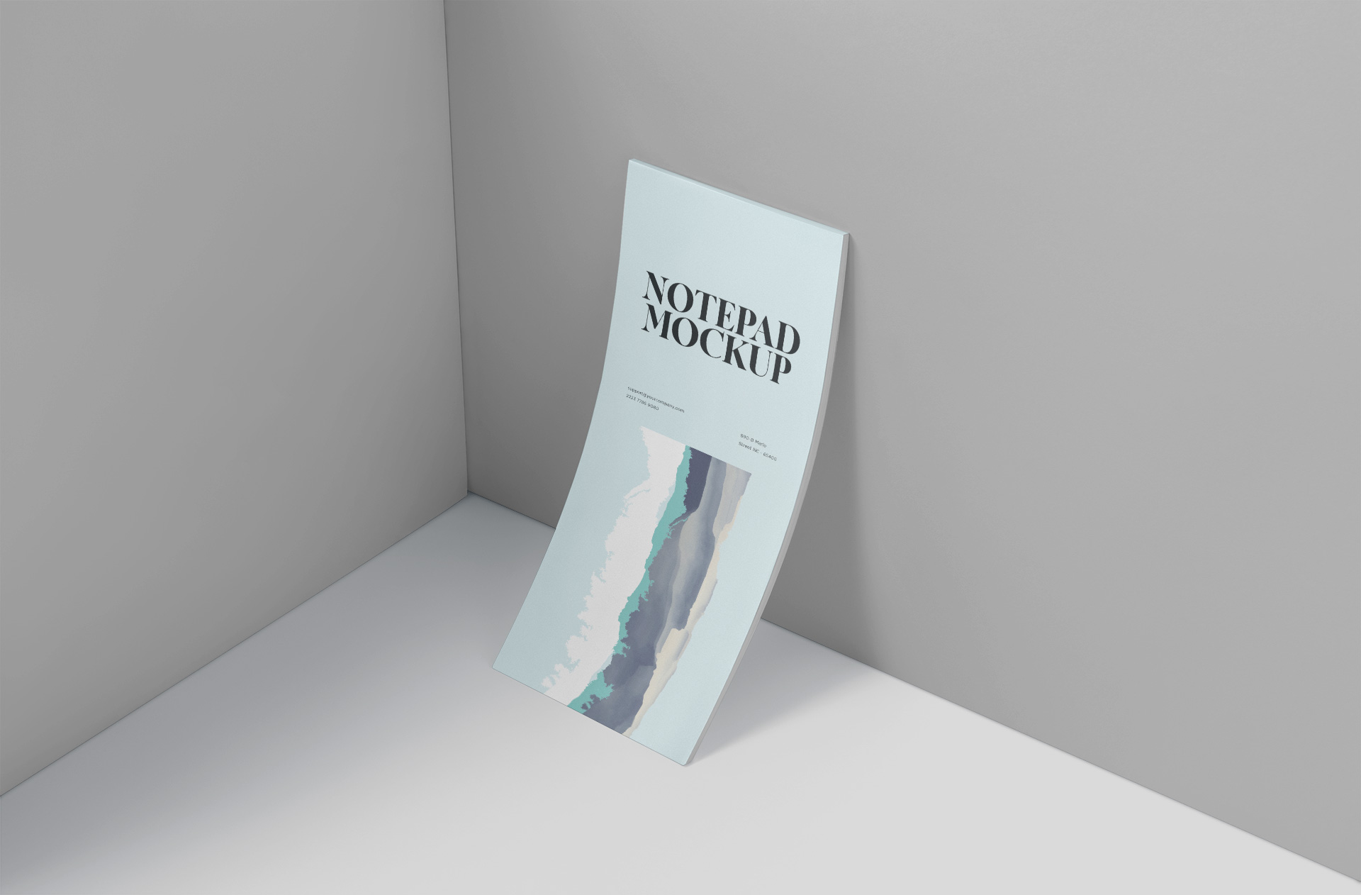 Minimalist Long Notepad Mockup Leaning Paper Pad