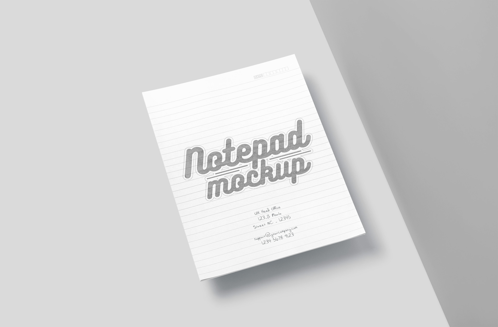 Classic Lined Notepad Mockup Top View Layout