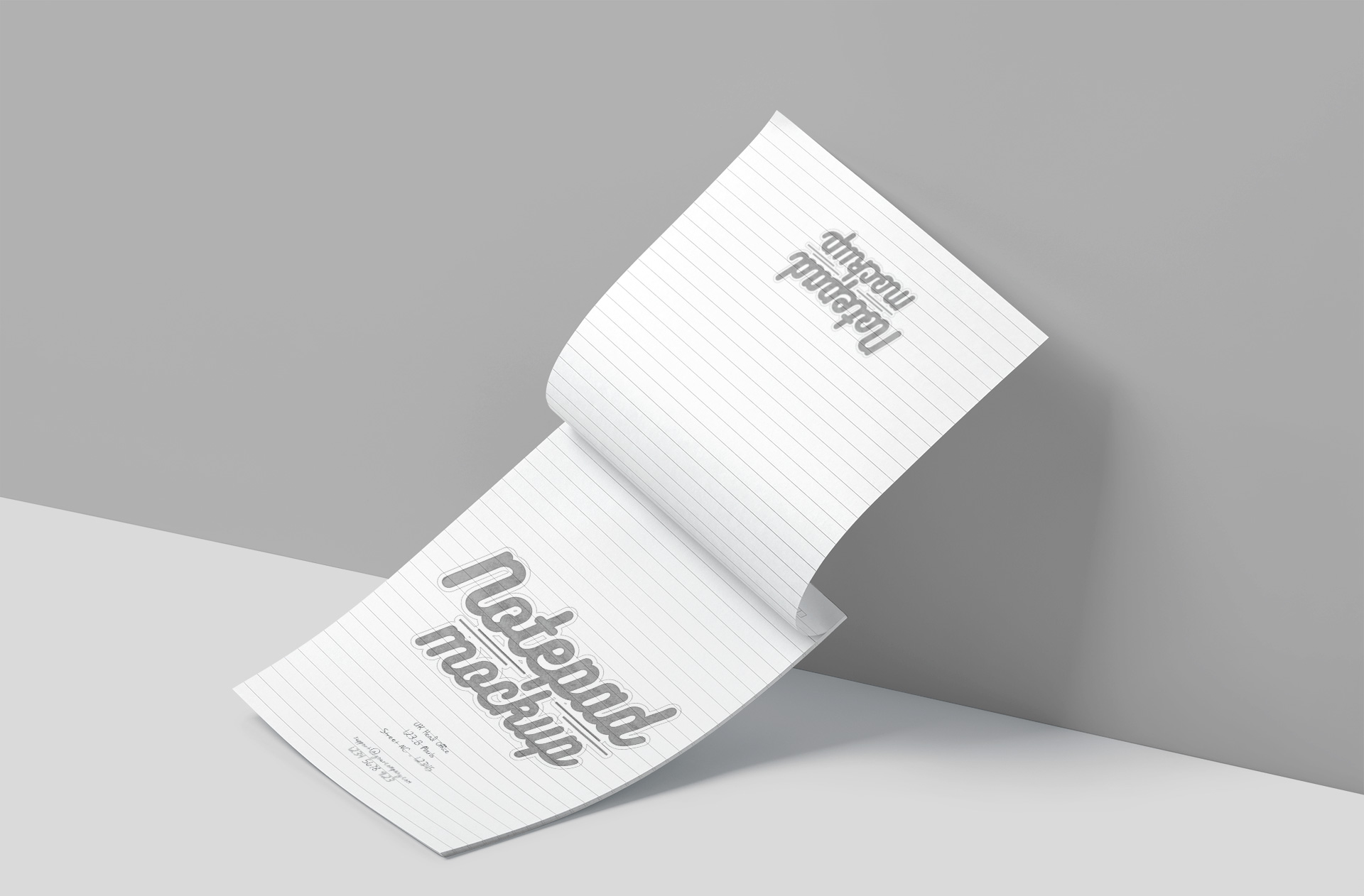 Folded Notepad Mockup Half Open Paper Pad