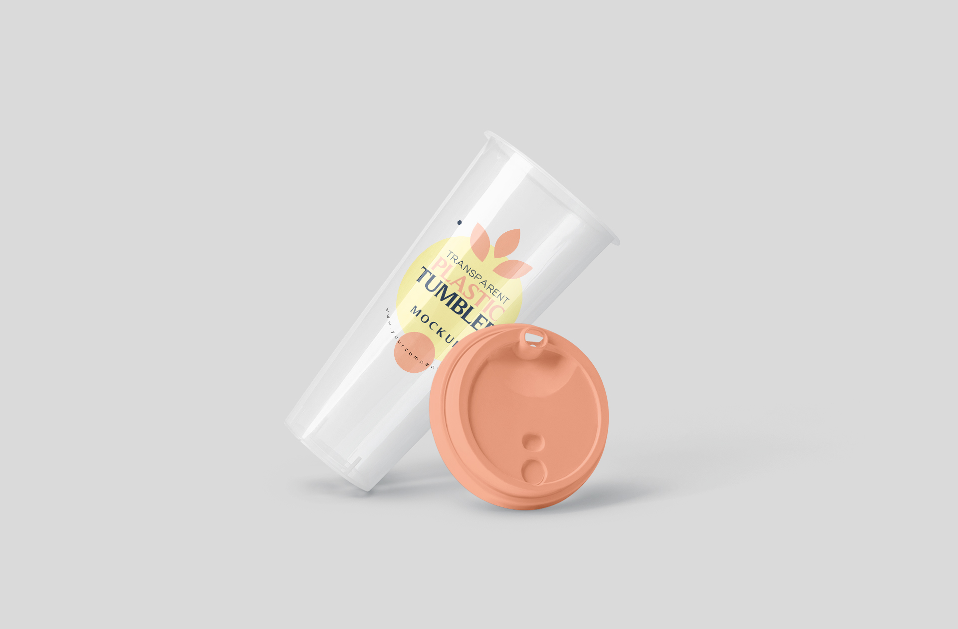 Tilted Plastic Tumbler Mockup Removable Lid