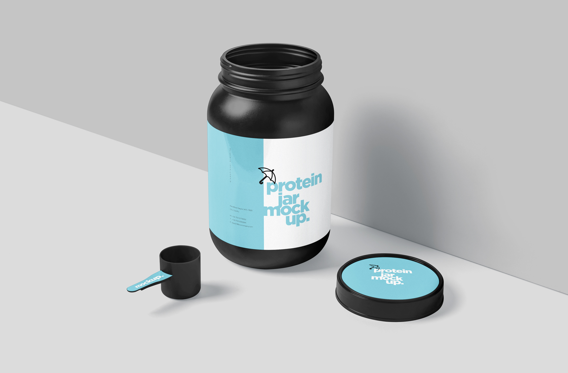 Protein Jar with Scoop Mockup Realistic Supplement PSD