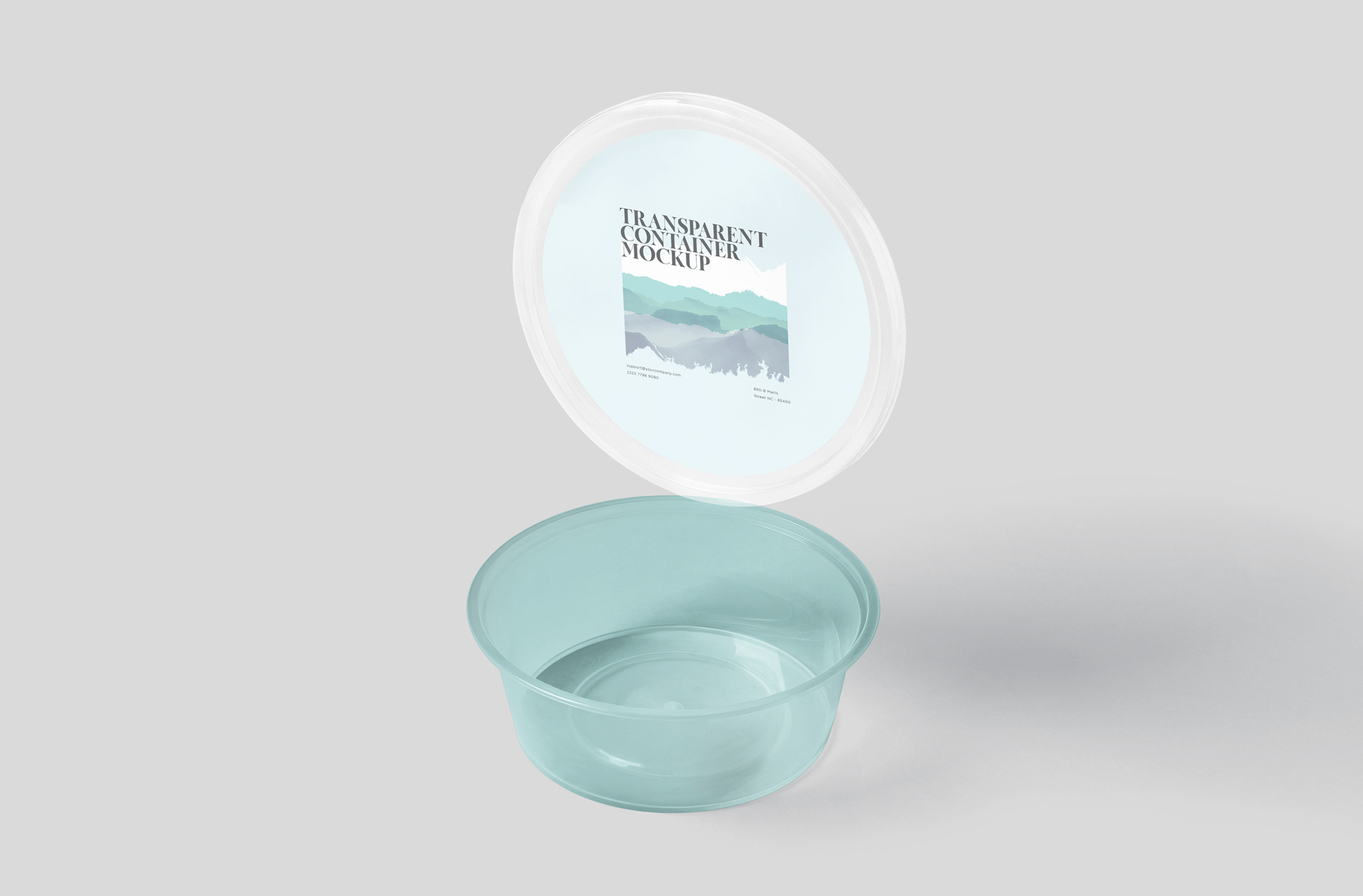 Clear Plastic Tub Mockup with Floating Lid