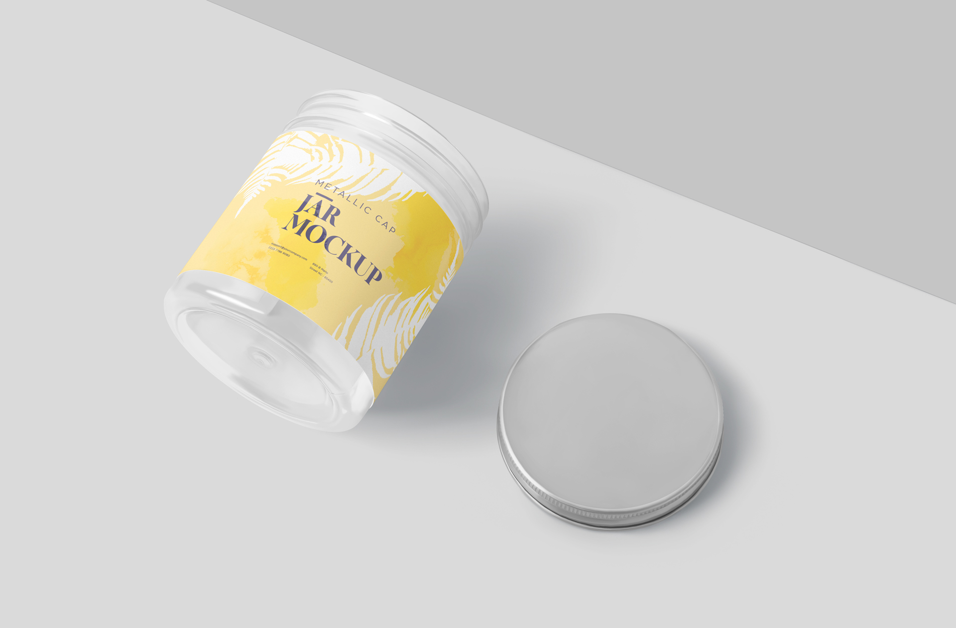 Glass Storage Jar Mockup with Silver Screw Lid