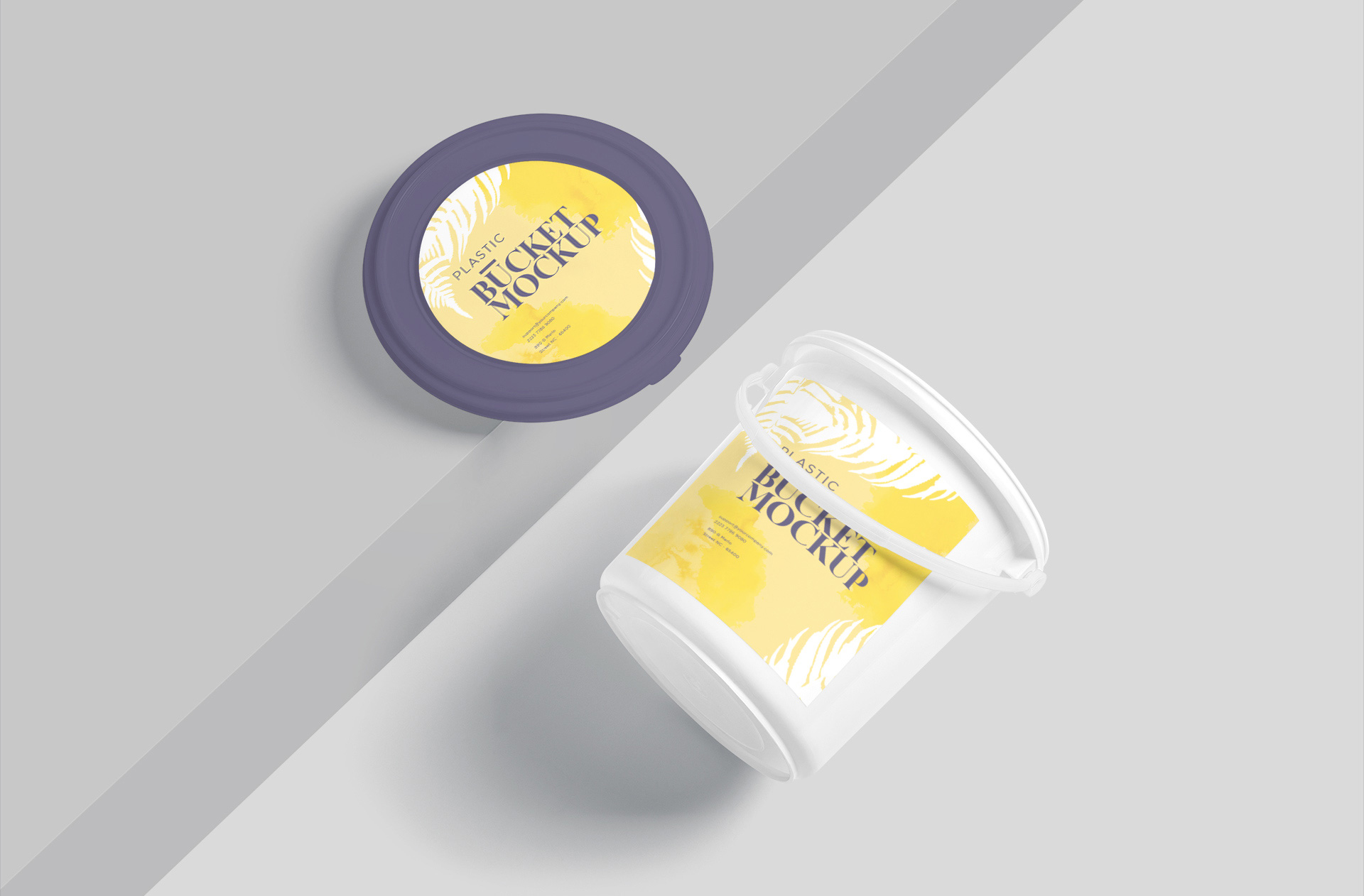 Plastic Bucket with Removable Lid Mockup