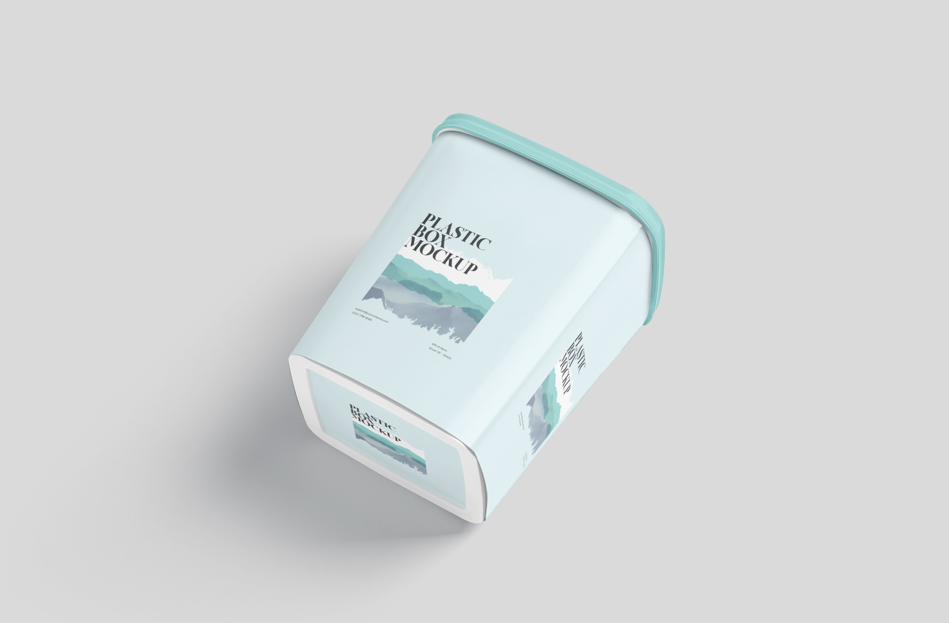Floating Plastic Box Mockup with Customizable Design