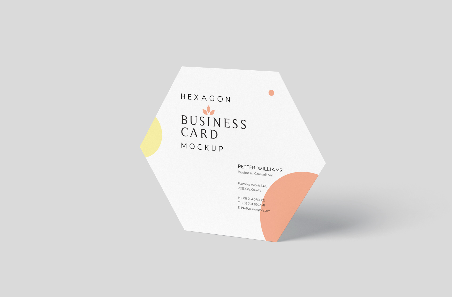Floating Hexagonal Business Cards Mockup