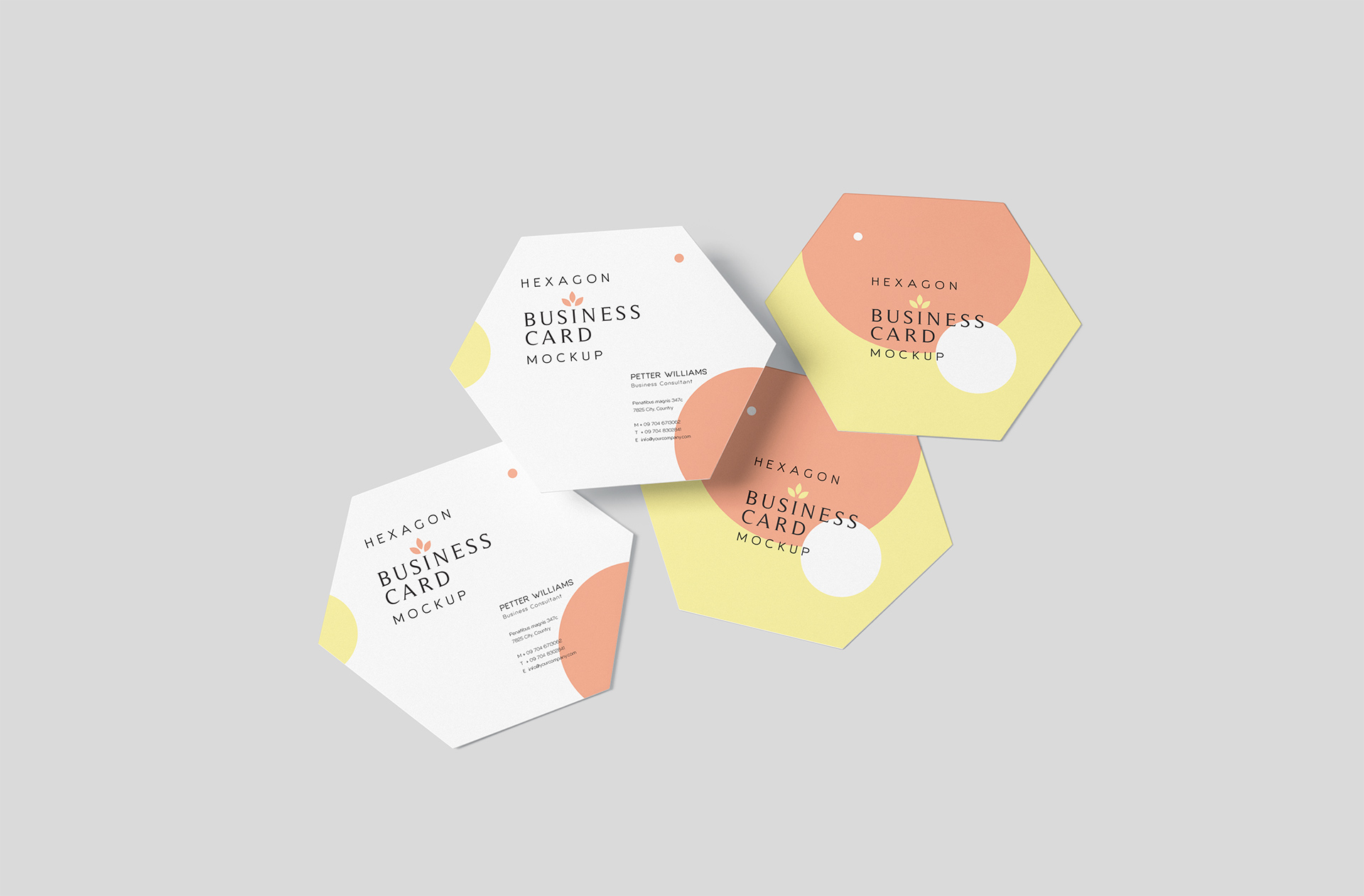 Stacked Hexagon Business Card Mockup Creative Display