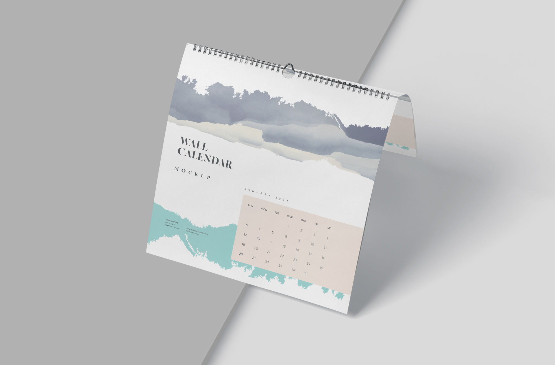 Realistic Hanging Wall Calendar Mock-Up