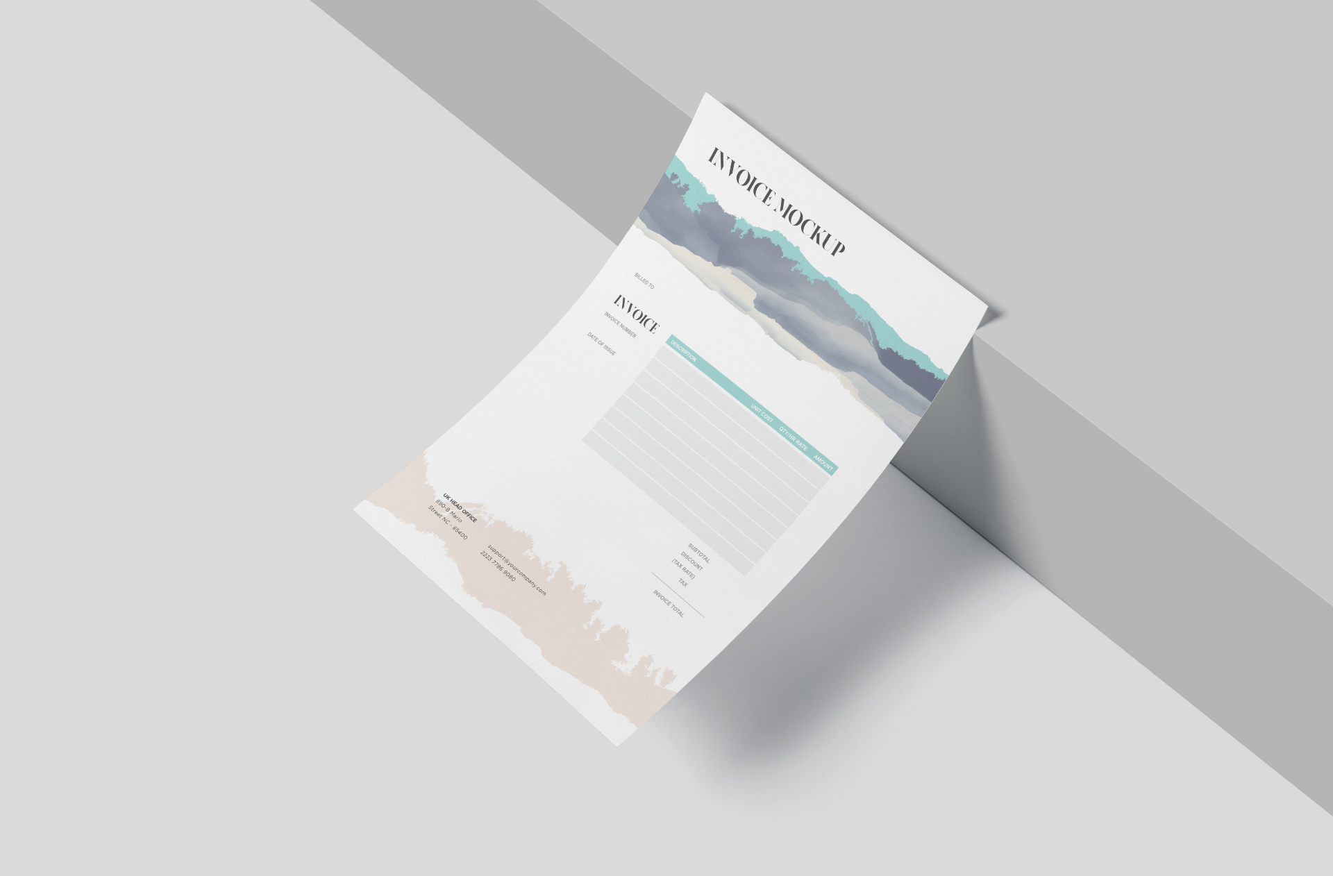 Minimalist Business Invoice Mockup Realistic Display