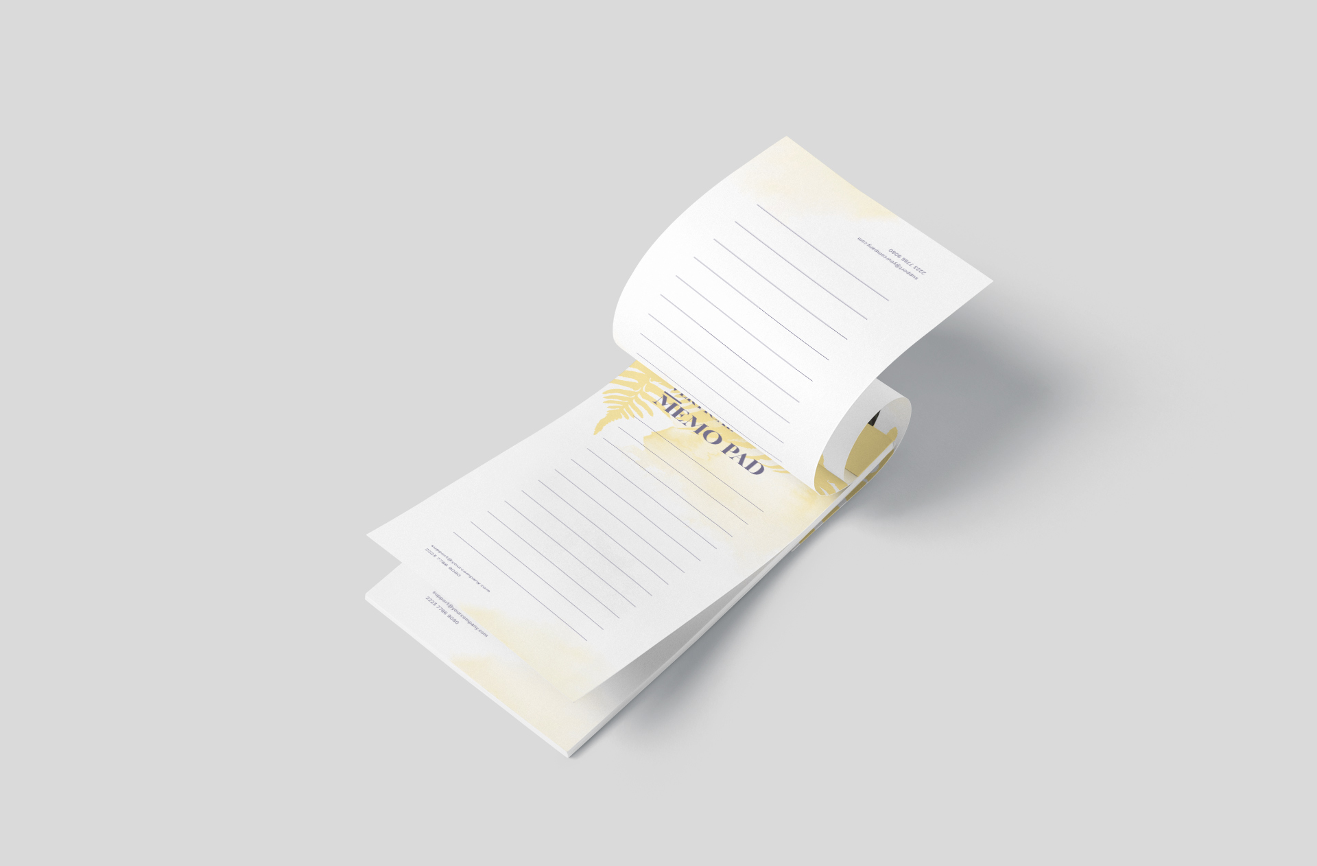 Curved Vertical Memo Pad Mockup Modern Layout