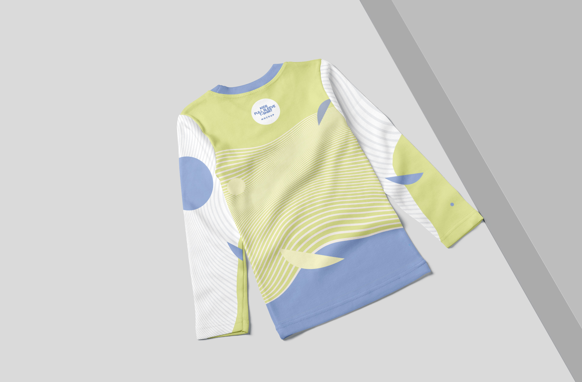Folded Kids Full Sleeve T-Shirt Mockup Neatly Styled