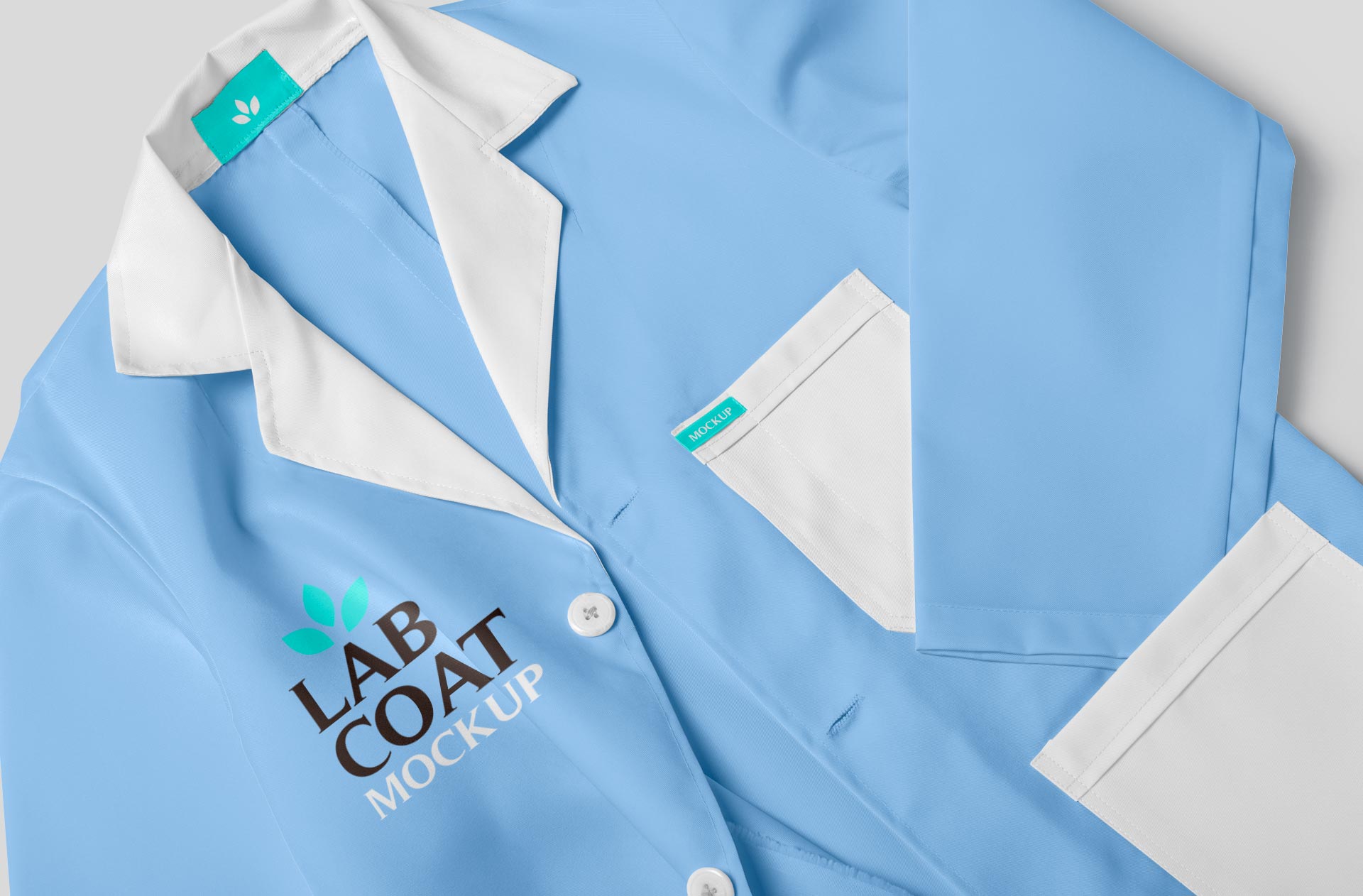Close-Up Lab Coat Mockup Fabric & Details