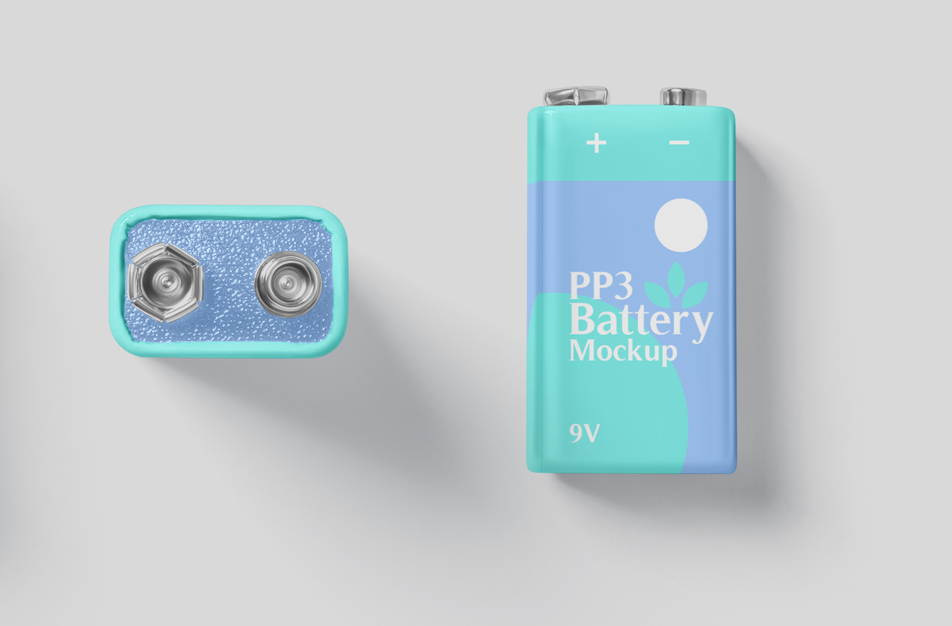 9V battery cell branding mockup