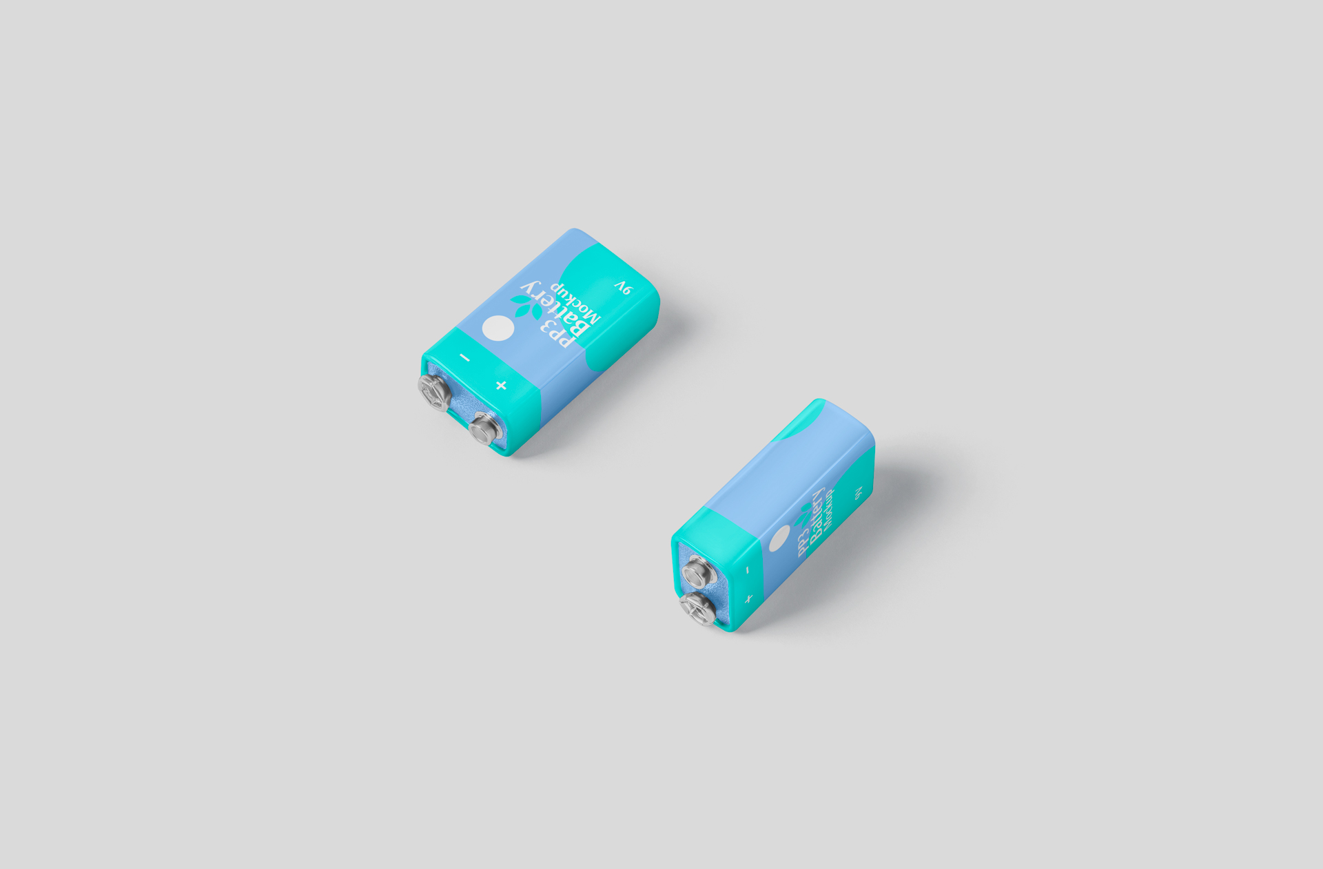 Realistic Floating 9V Battery Mockup