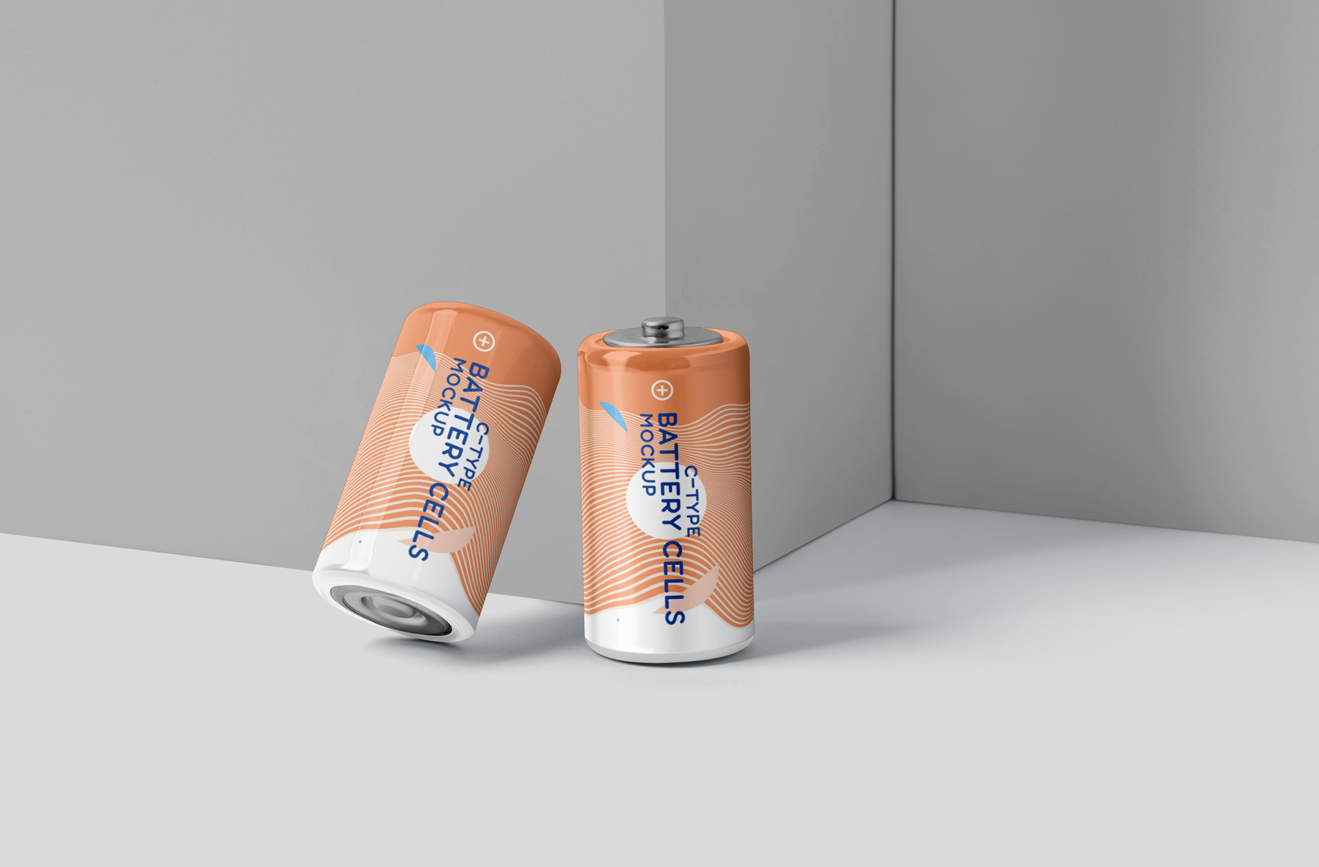 Realistic C Battery Mockup for Branding