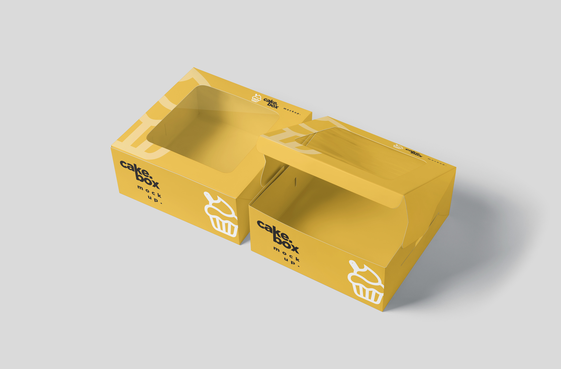 Open and Closed Cake Box Mock-Up for Branding