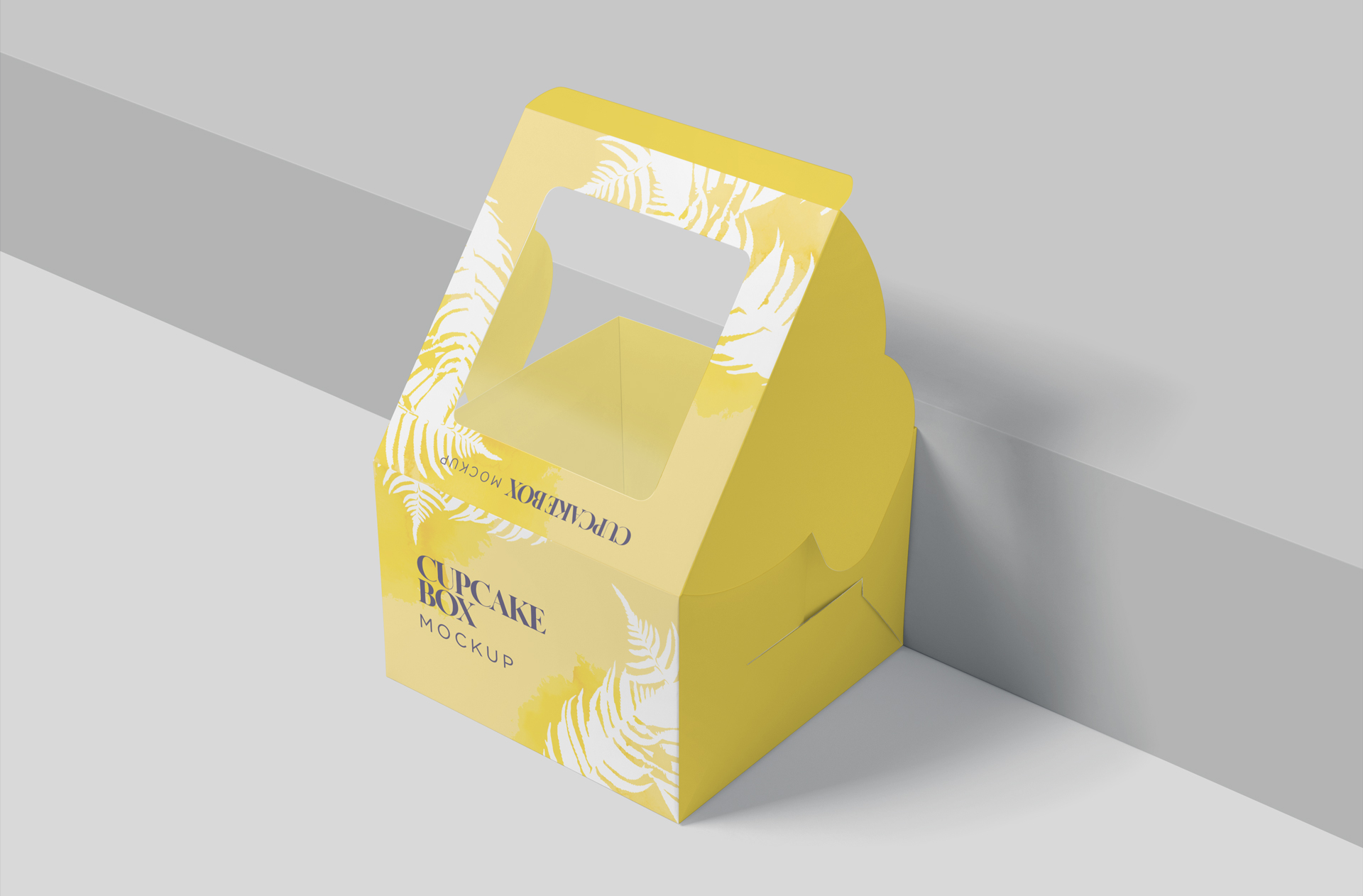 Handle Cupcake Box Mockup with Window