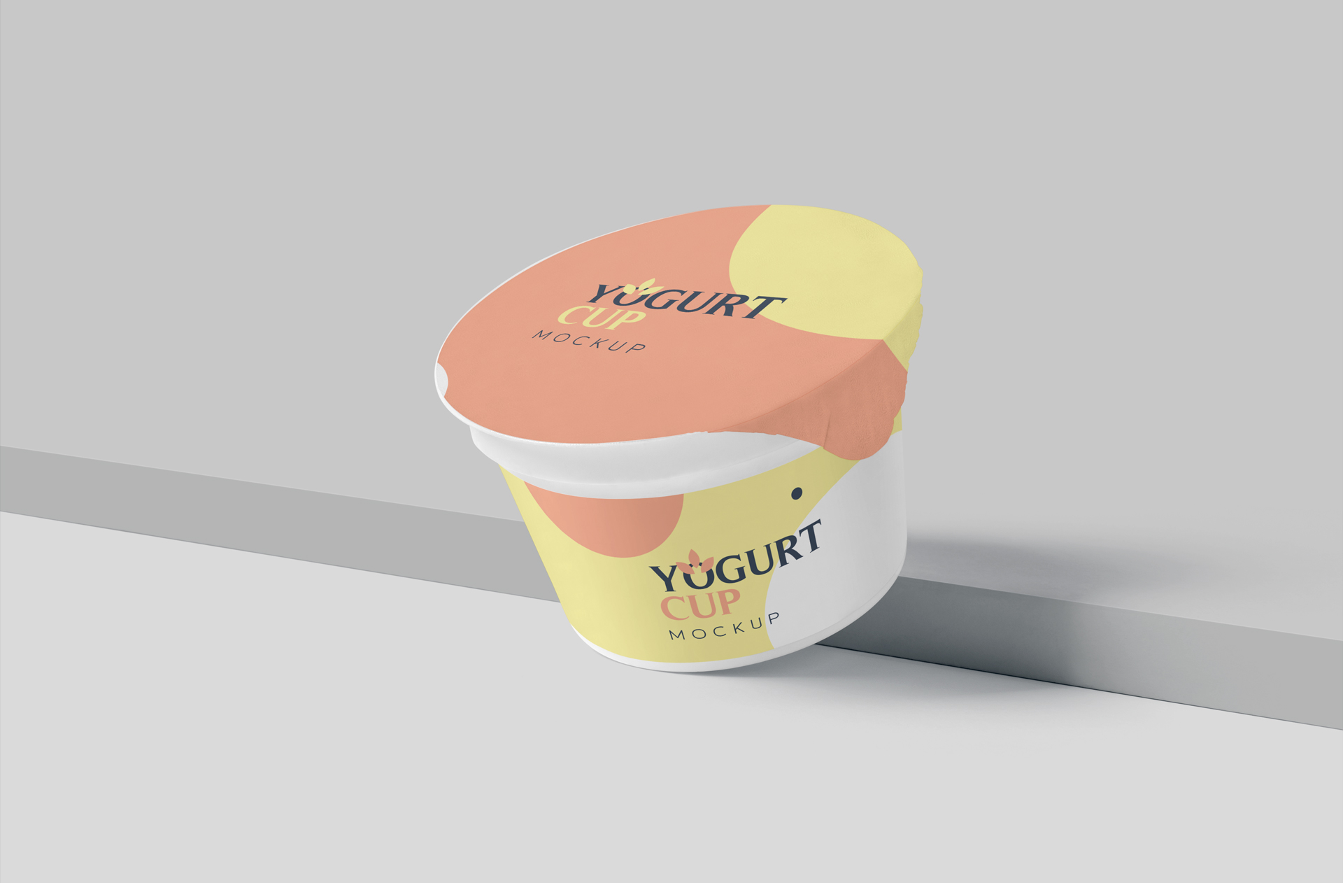 Closed Yogurt Cup Mock-Up for Food Packaging
